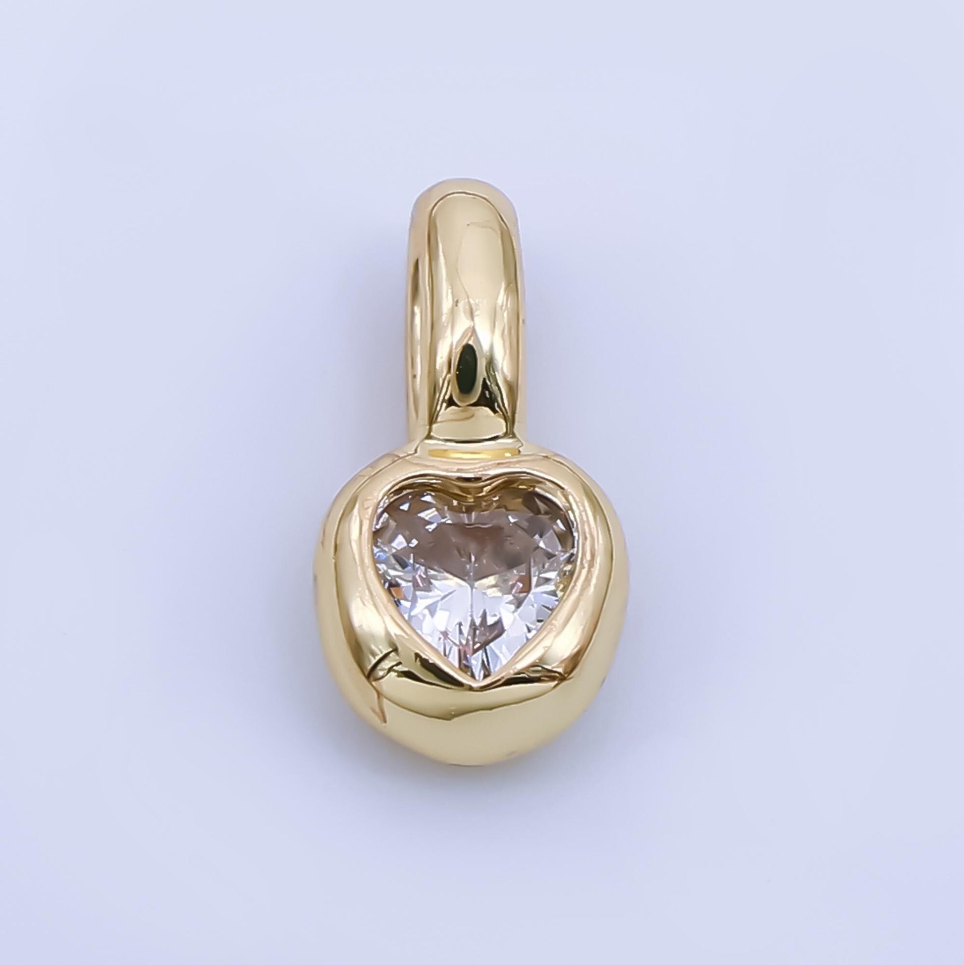 24k gold filled clear cz Heart bezel add-on charm | AA-1611