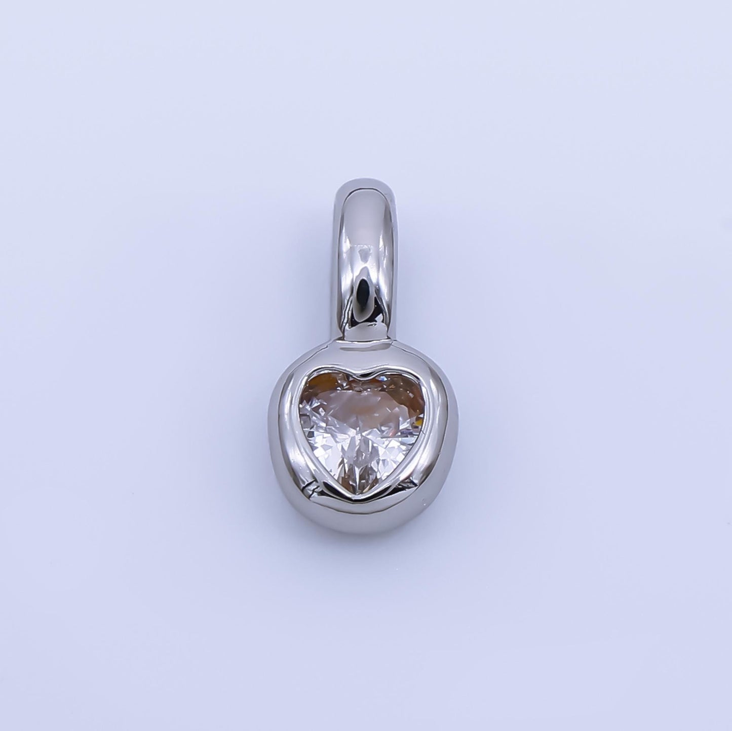 24k gold filled clear cz Heart bezel add-on charm | AA-1611