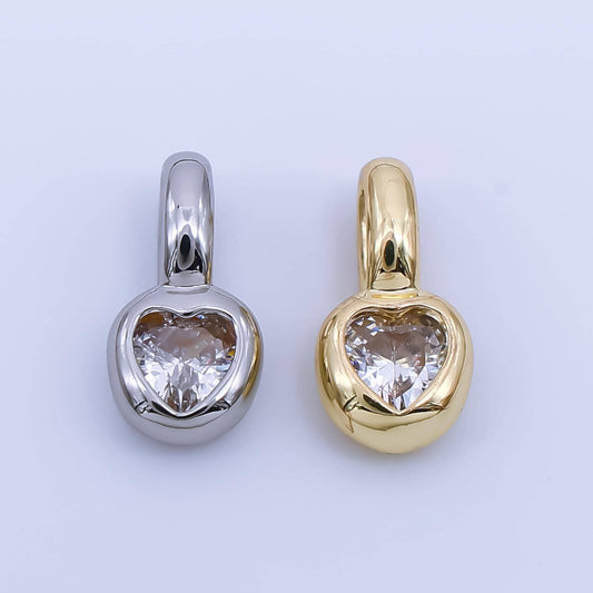 24k gold filled clear cz Heart bezel add-on charm | AA-1611