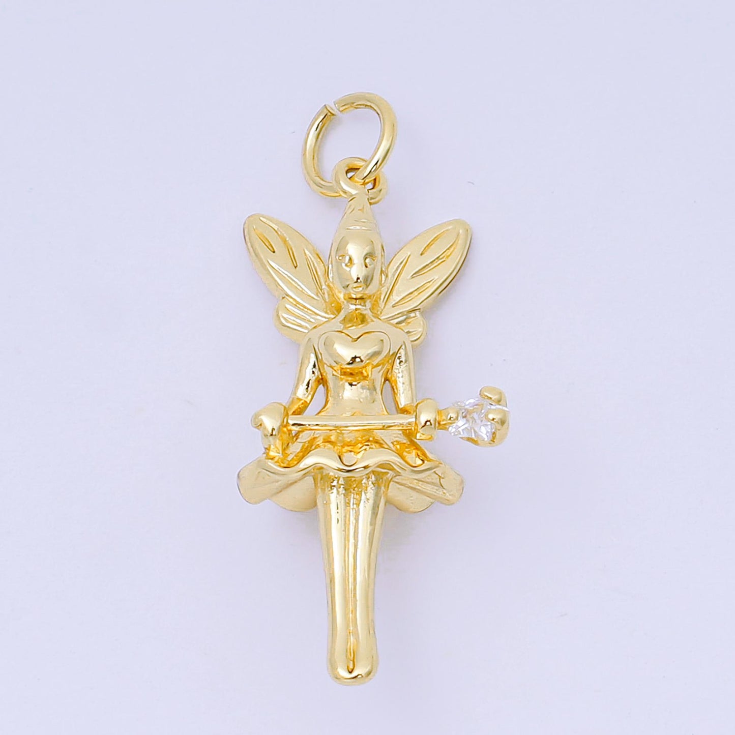 Dainty Gold fairy pendant art nouveau pixie gold charms whimsical faerie fairie fantasy wholesale jewelry supply AC-1582