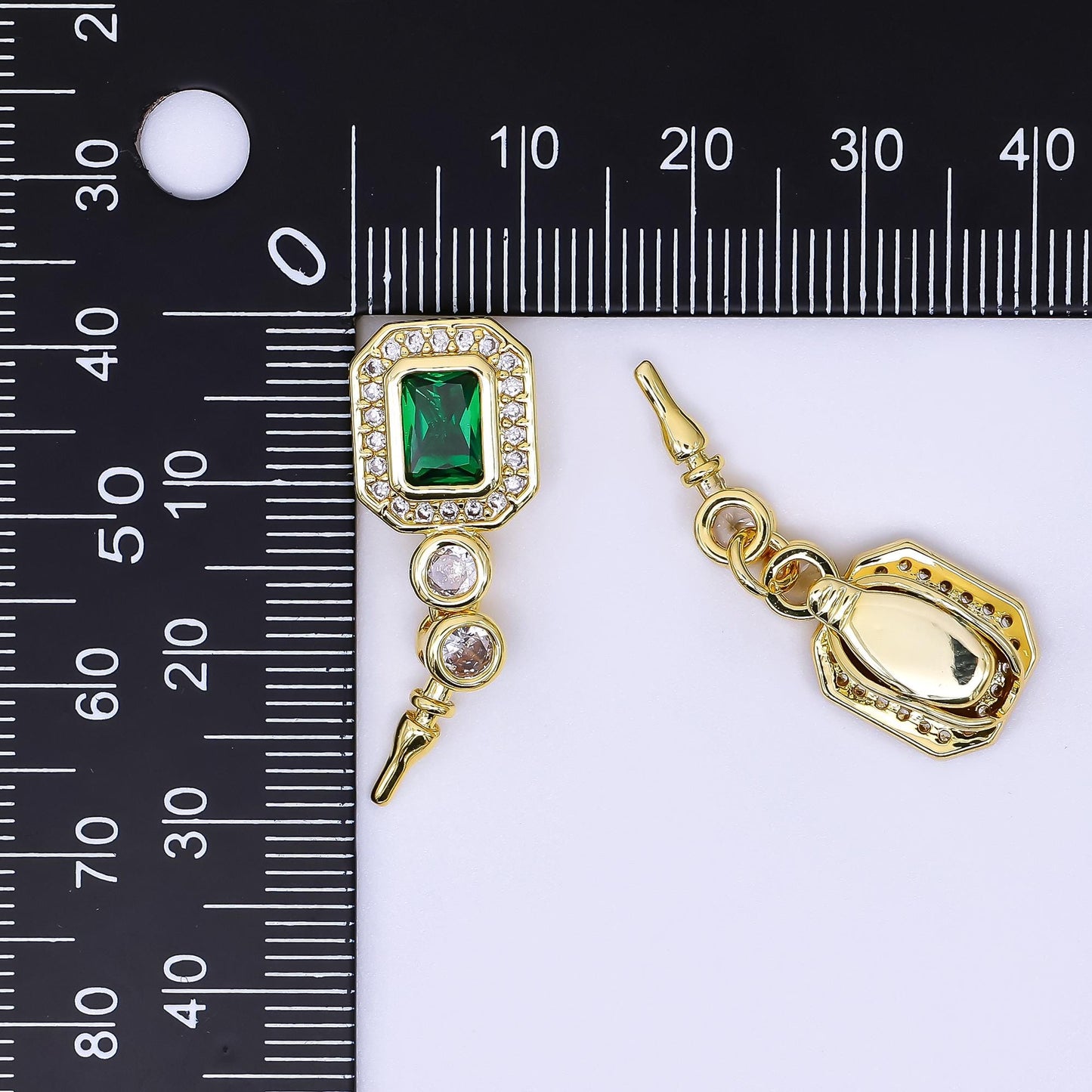 24k gold filled peg bail hold for half drill pearl and bead Emerald Green cz bail charm jewelry findings supplies Z-1267