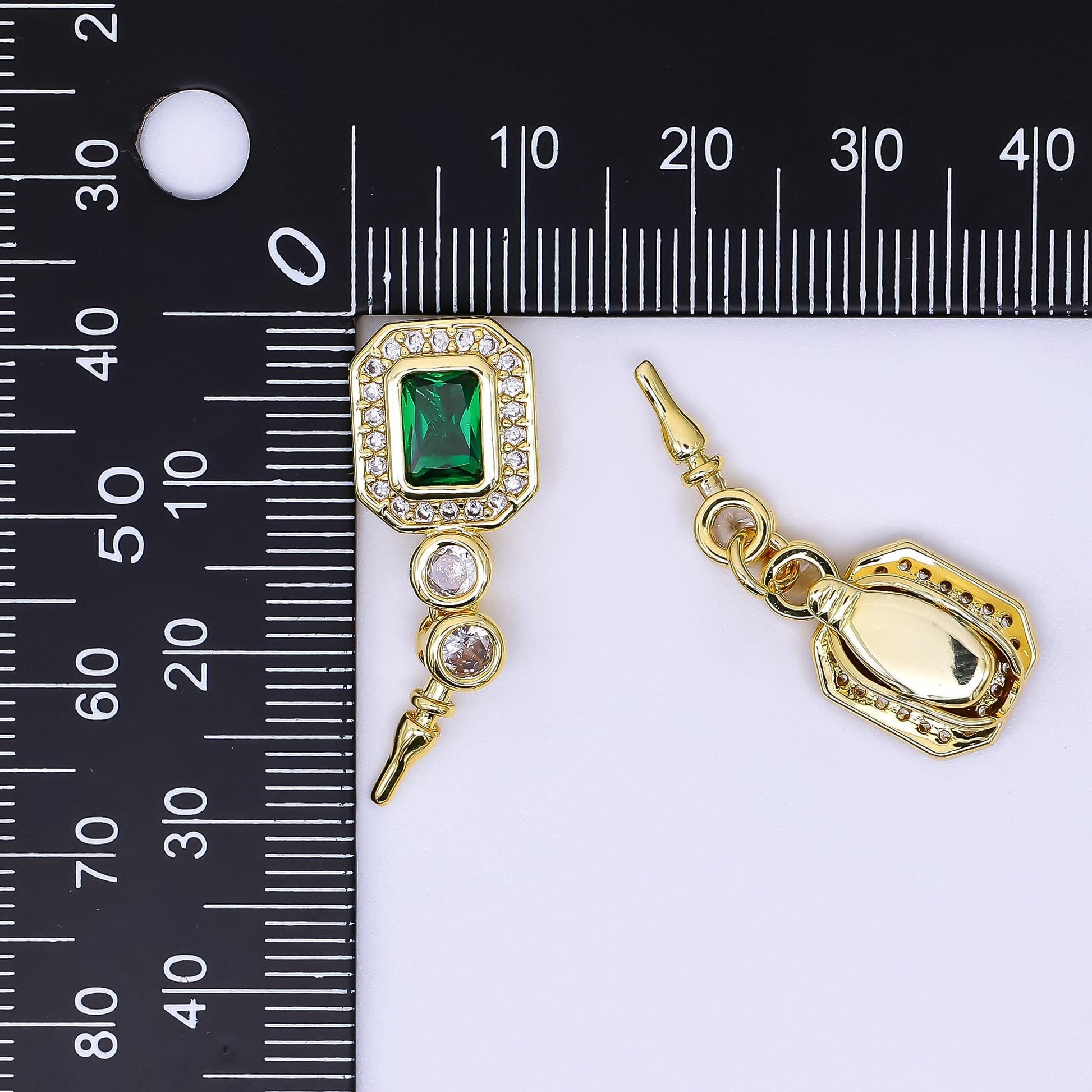 24k gold filled peg bail hold for half drill pearl and bead Emerald Green cz bail charm jewelry findings supplies Z-1267