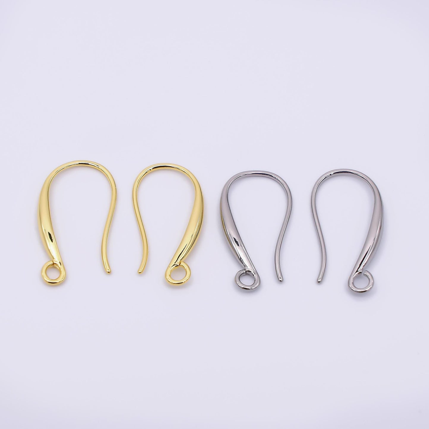 1 pair 24k gold filled 20.2mm loop minimalist French hook earrings findings supply | z-1288