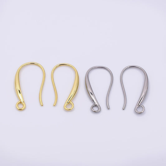 1 pair 24k gold filled 20.2mm loop minimalist French hook earrings findings supply | z-1288