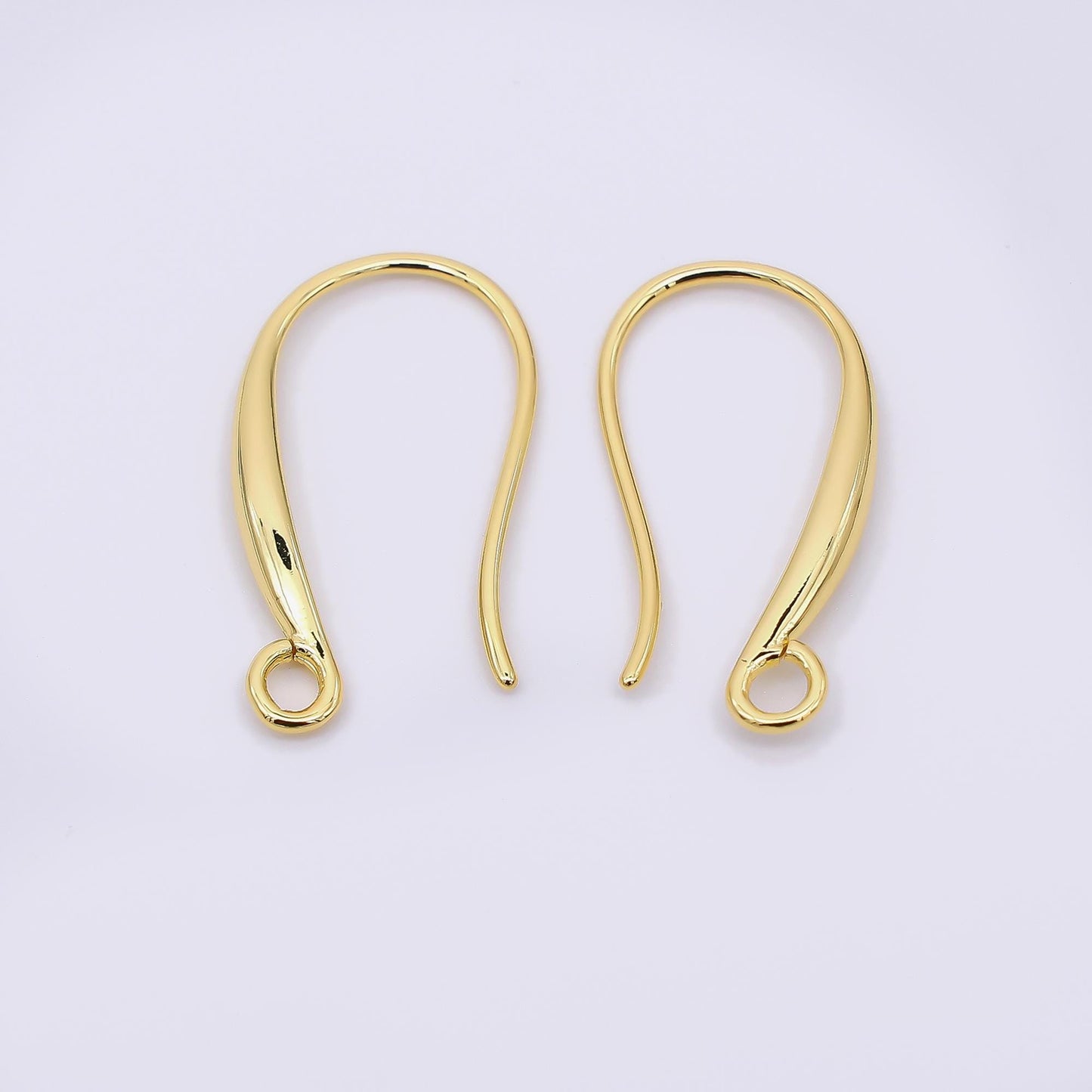 1 pair 24k gold filled 20.2mm loop minimalist French hook earrings findings supply | z-1288