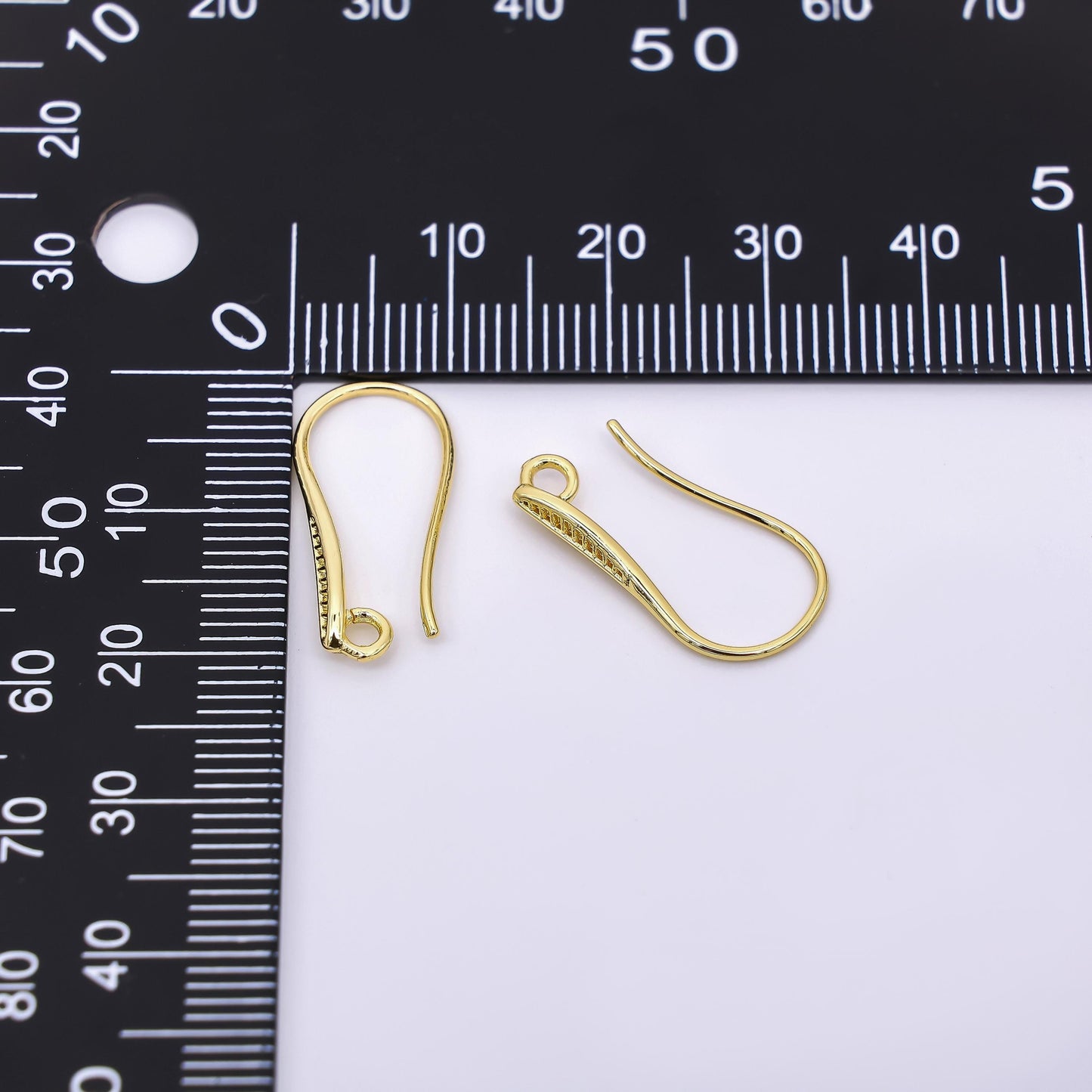 1 pair 24k gold filled 20.6 x 10 mm loop minimalist French hook earrings findings supply | Z-1290