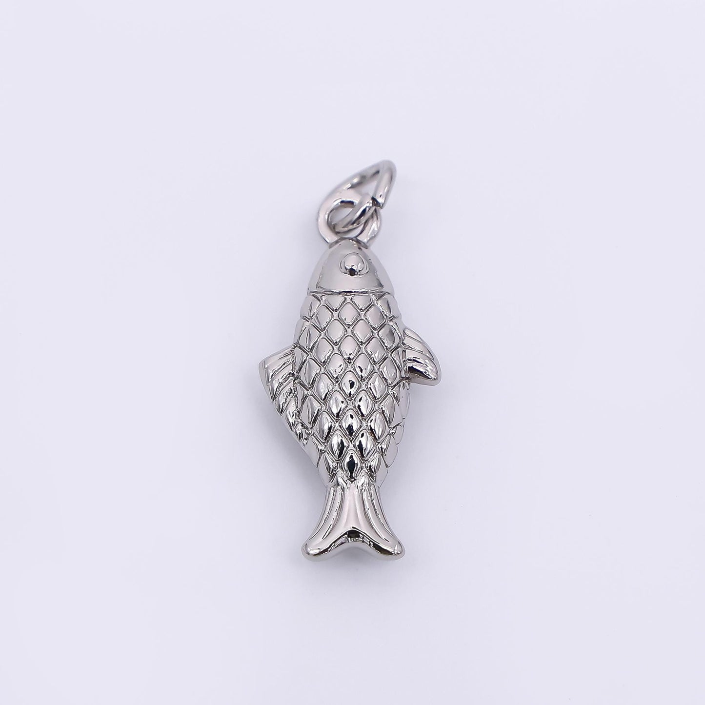 Dainty 3d fish charms 24k gold filled fish pendant gold fish charm bracelet necklace for diy jewelry making supply AH-583