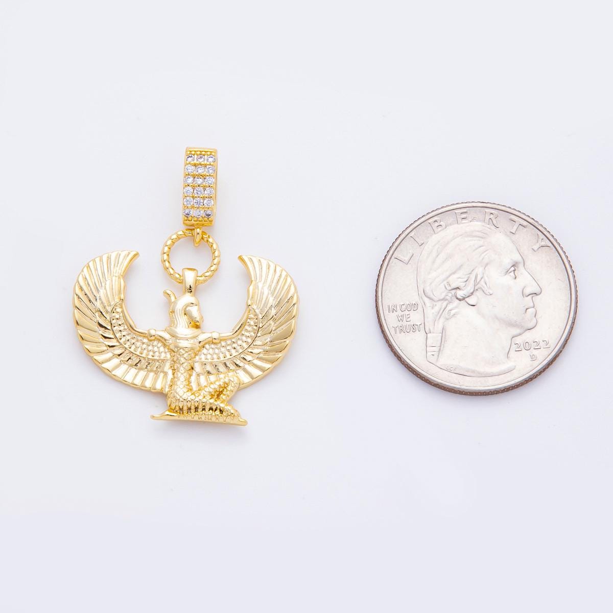 24k Gold Filled Isis Egyptian goddess jewelry inspired for necklace charm pendant Protection, Motherhood, Healing Jewelry | N-1222