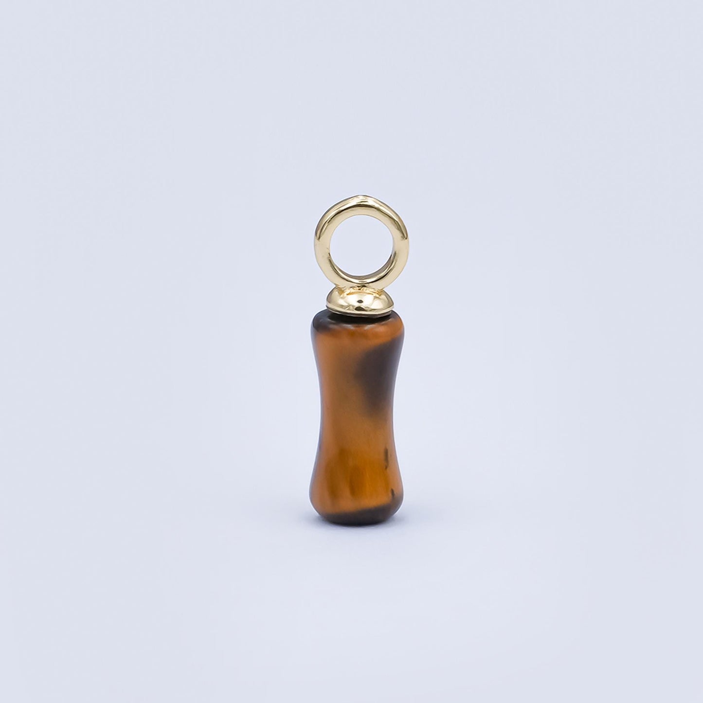 24K Gold Filled 18mm Natural Gemstone Pill Drop Charm in Carnelian, Amethyst, & Quartz | D-032 D-042 D-048