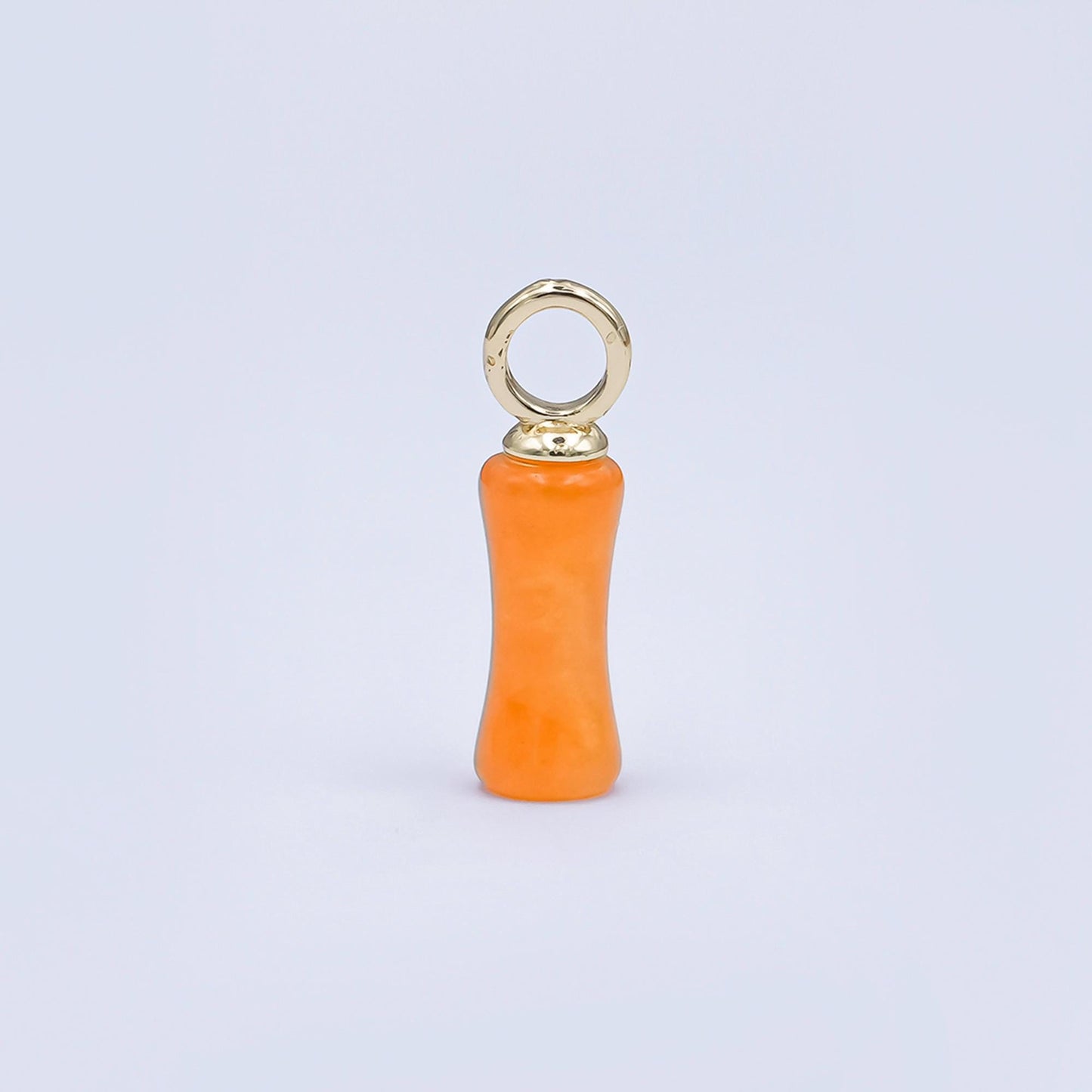 24K Gold Filled 18mm Natural Gemstone Pill Drop Charm in Carnelian, Amethyst, & Quartz | D-032 D-042 D-048