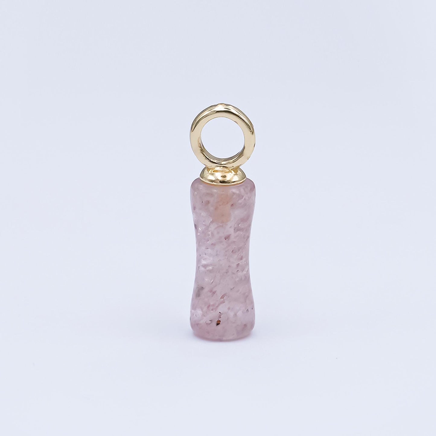 24K Gold Filled 18mm Natural Gemstone Pill Drop Charm in Carnelian, Amethyst, & Quartz | D-032 D-042 D-048