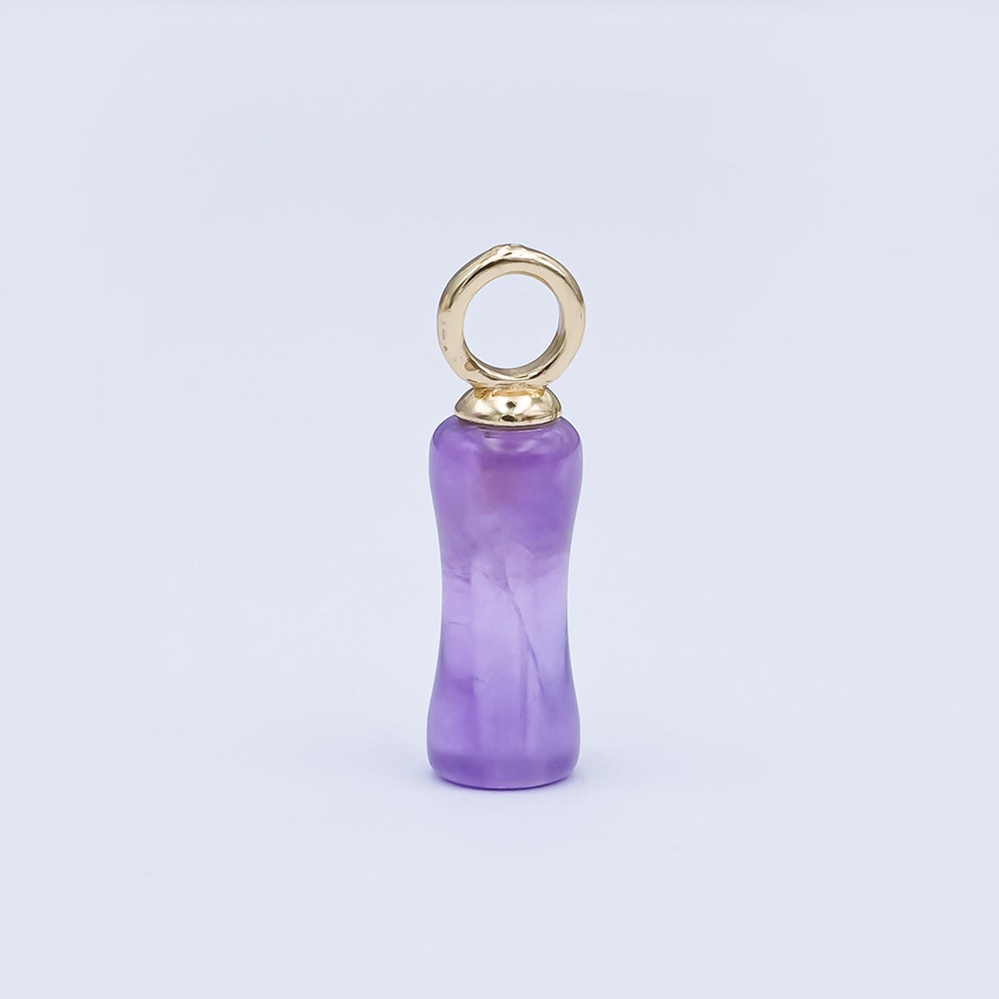 24K Gold Filled 18mm Natural Gemstone Pill Drop Charm in Carnelian, Amethyst, & Quartz | D-032 D-042 D-048