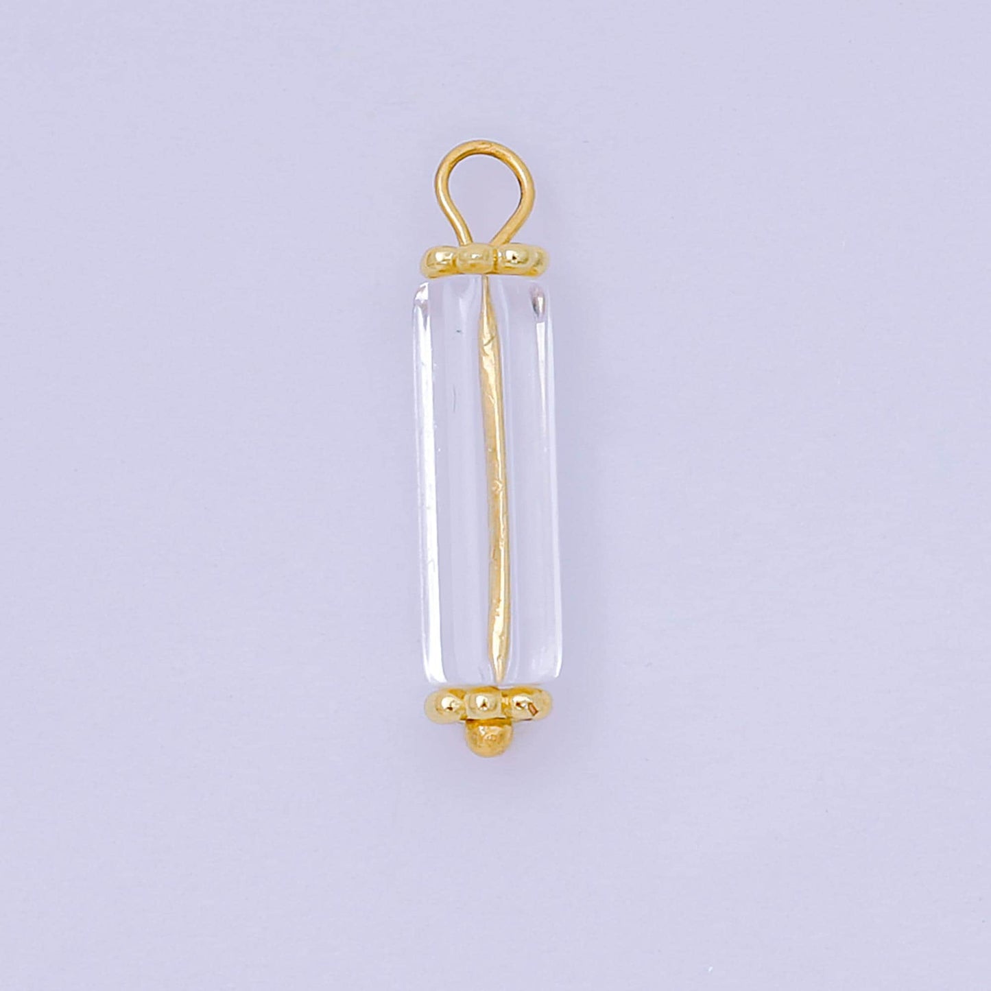 24K Gold Filled 20mm Glass Art Clear Starlight Bottle Charm | AH-663