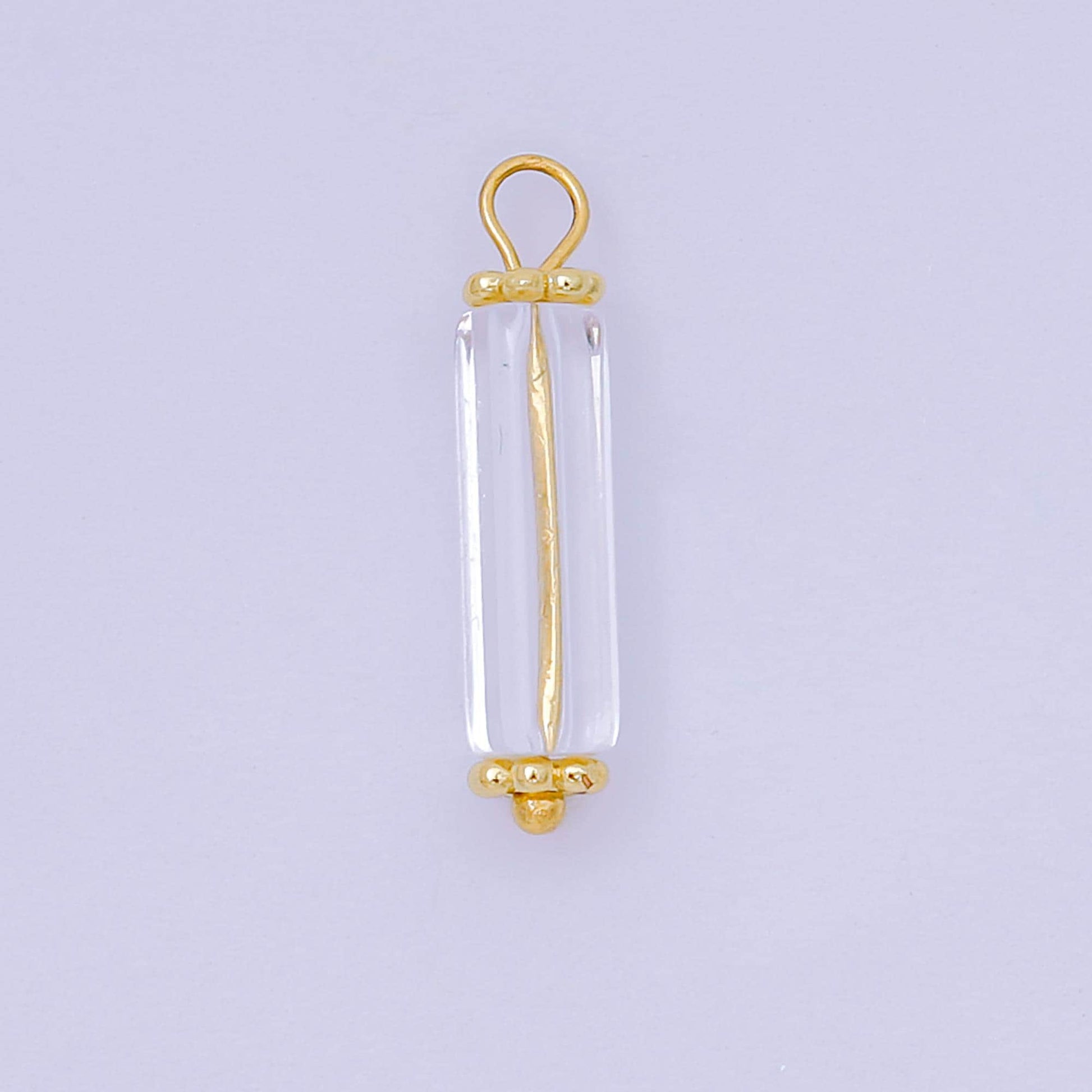 24K Gold Filled 20mm Glass Art Clear Starlight Bottle Charm | AH-663
