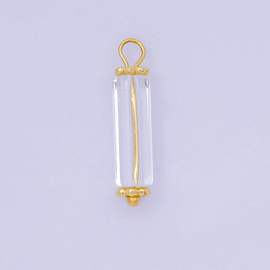 24K Gold Filled 20mm Glass Art Clear Starlight Bottle Charm | AH-663