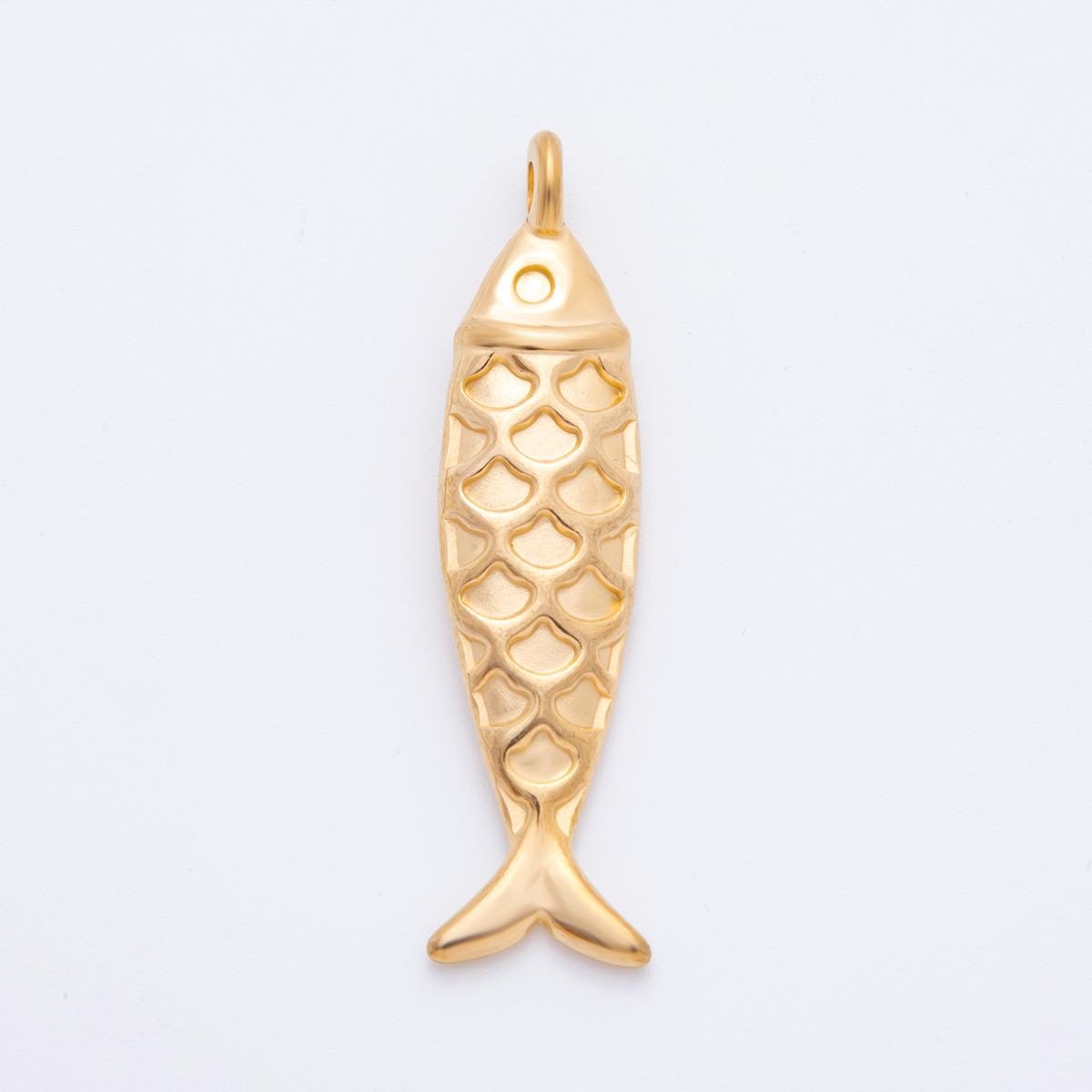 PVD Gold Stainless Steel Fish Pendant Gold Fish Charm Bracelet Necklace for DIY Jewelry Making Supply Tarnish Free J-631