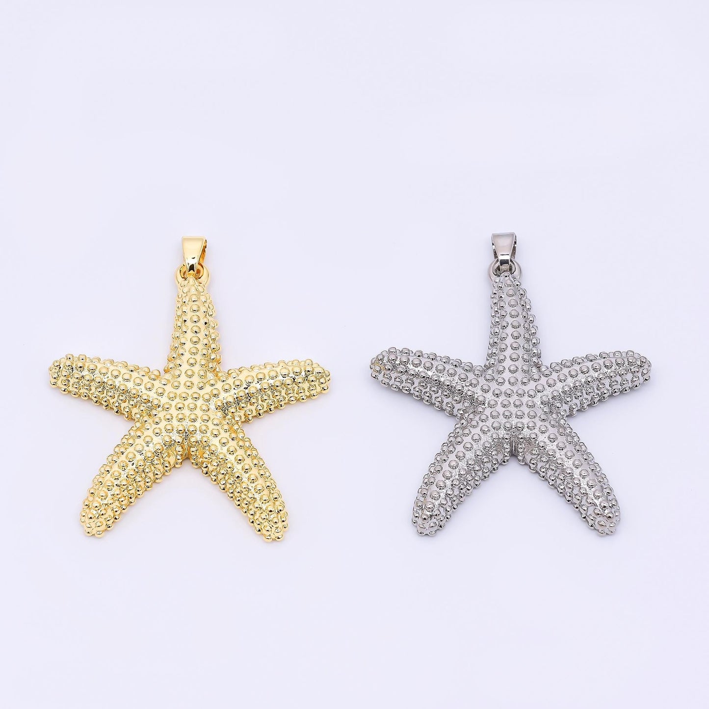 24K Gold Filled 37mm Dotted Sea Starfish Animal Charm in Gold and Silver | AH-532