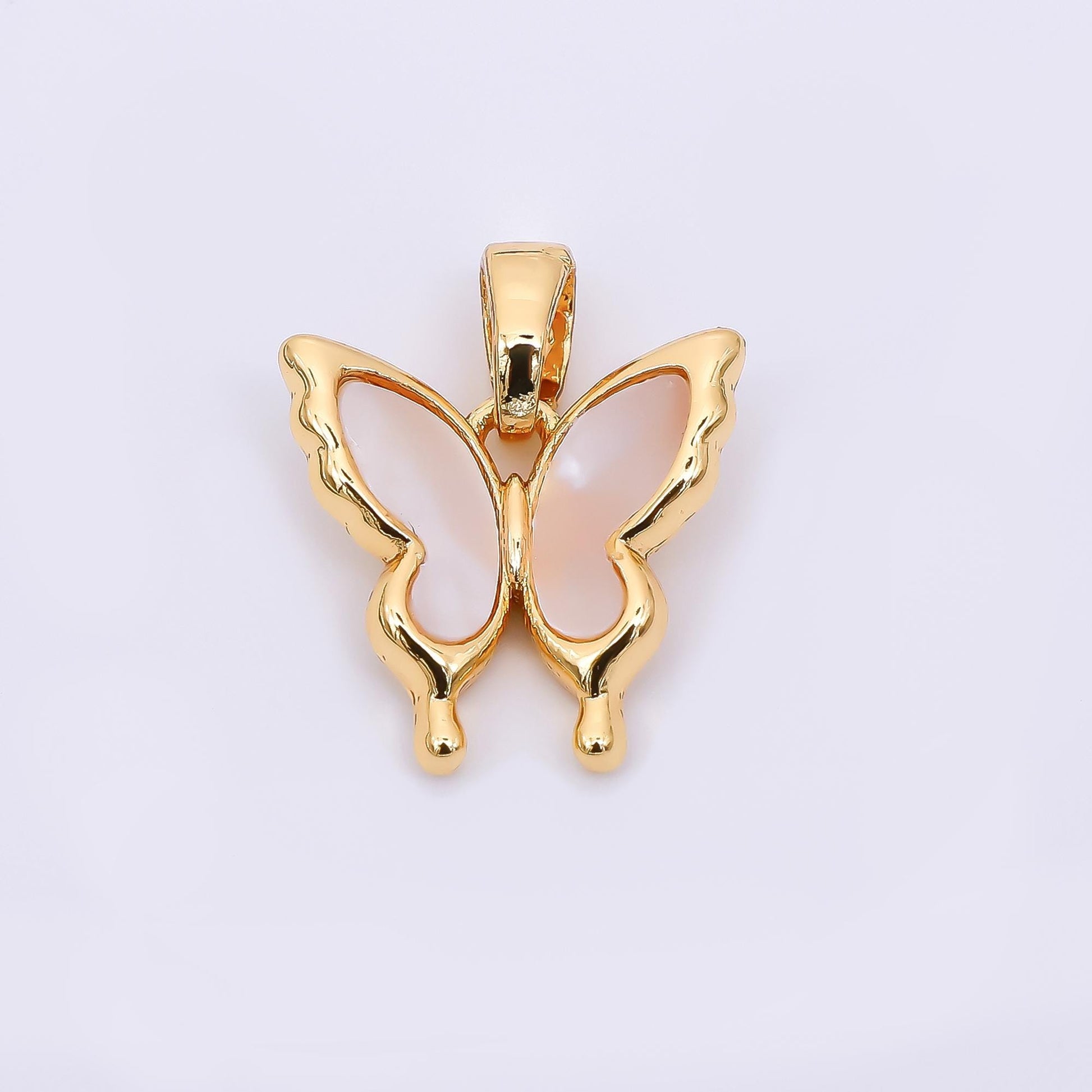 24K Gold Filled 20mm Mother of Pearl Delicate Butterfly Animal Pendant in Gold & Silver | AA-1570