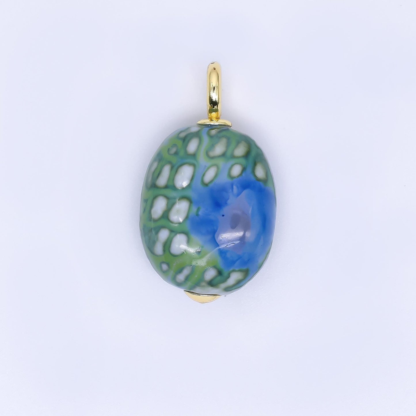 Colorful Ceramic Oval Charms Glossy Glazed Egg Beads with 18K Gold Filled Loop for DIY Jewelry, Necklace, Bracelet, or Earring Making M-215
