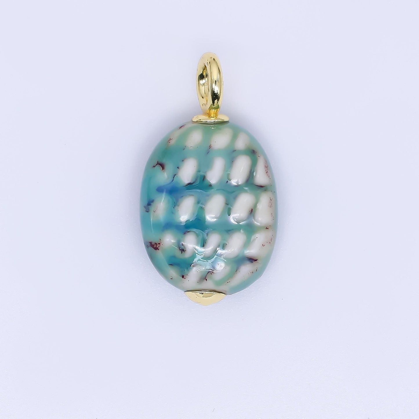 Colorful Ceramic Oval Charms Glossy Glazed Egg Beads with 18K Gold Filled Loop for DIY Jewelry, Necklace, Bracelet, or Earring Making M-215