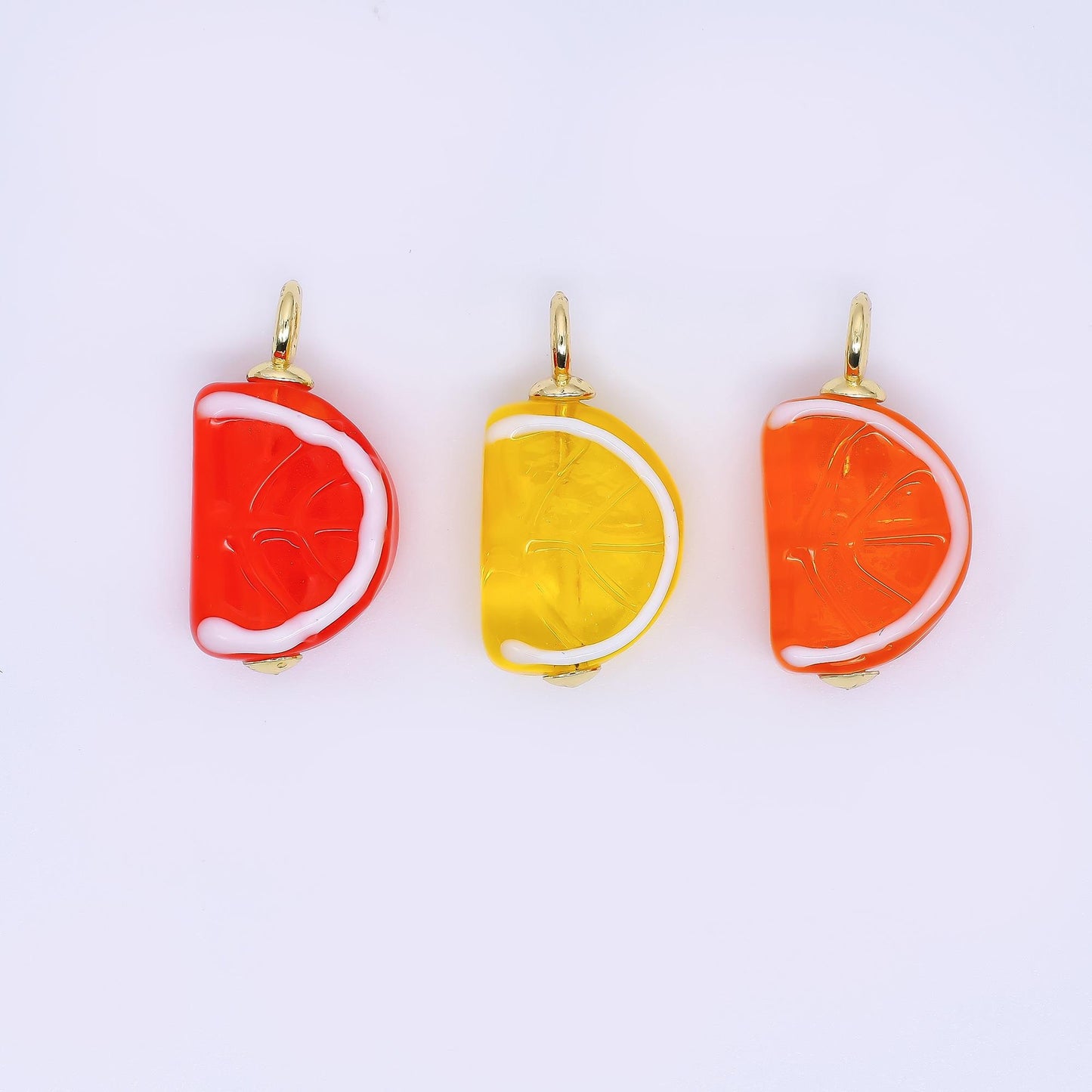 Dainty Glass Orange Fruit Charm Tangerine Pendants 3D e-841