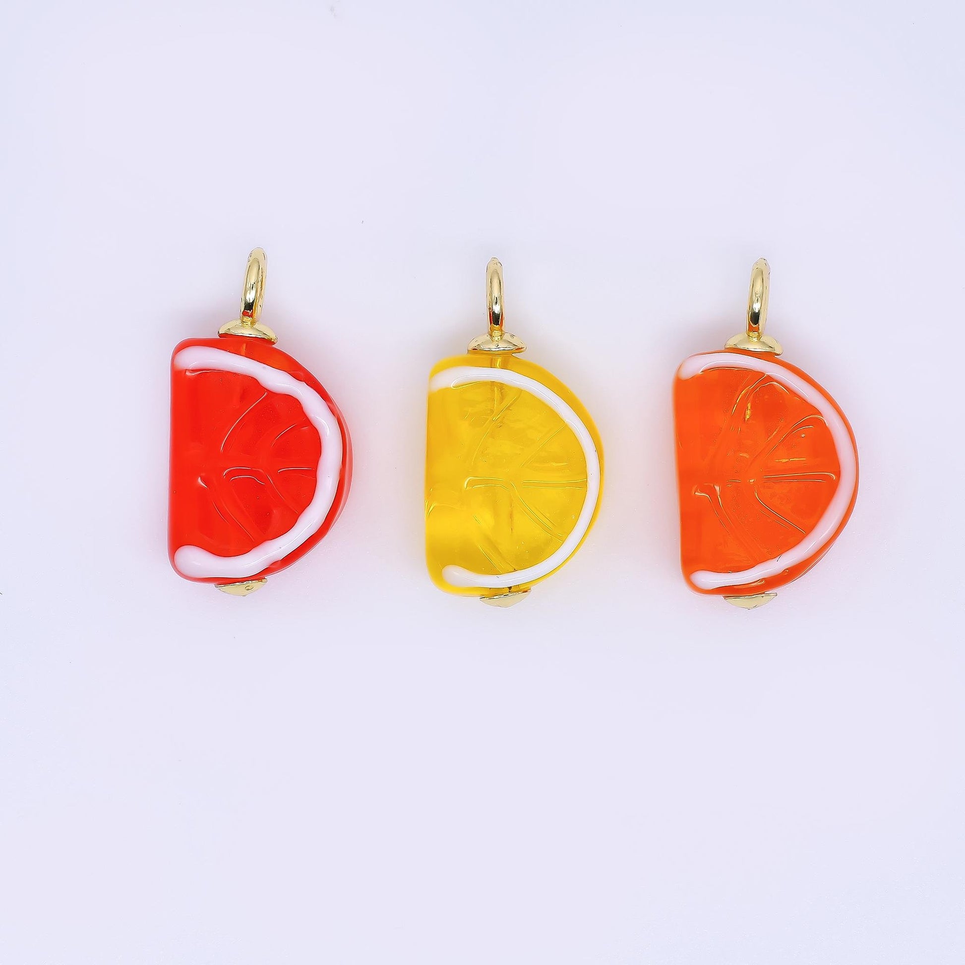 Dainty Glass Orange Fruit Charm Tangerine Pendants 3D e-841