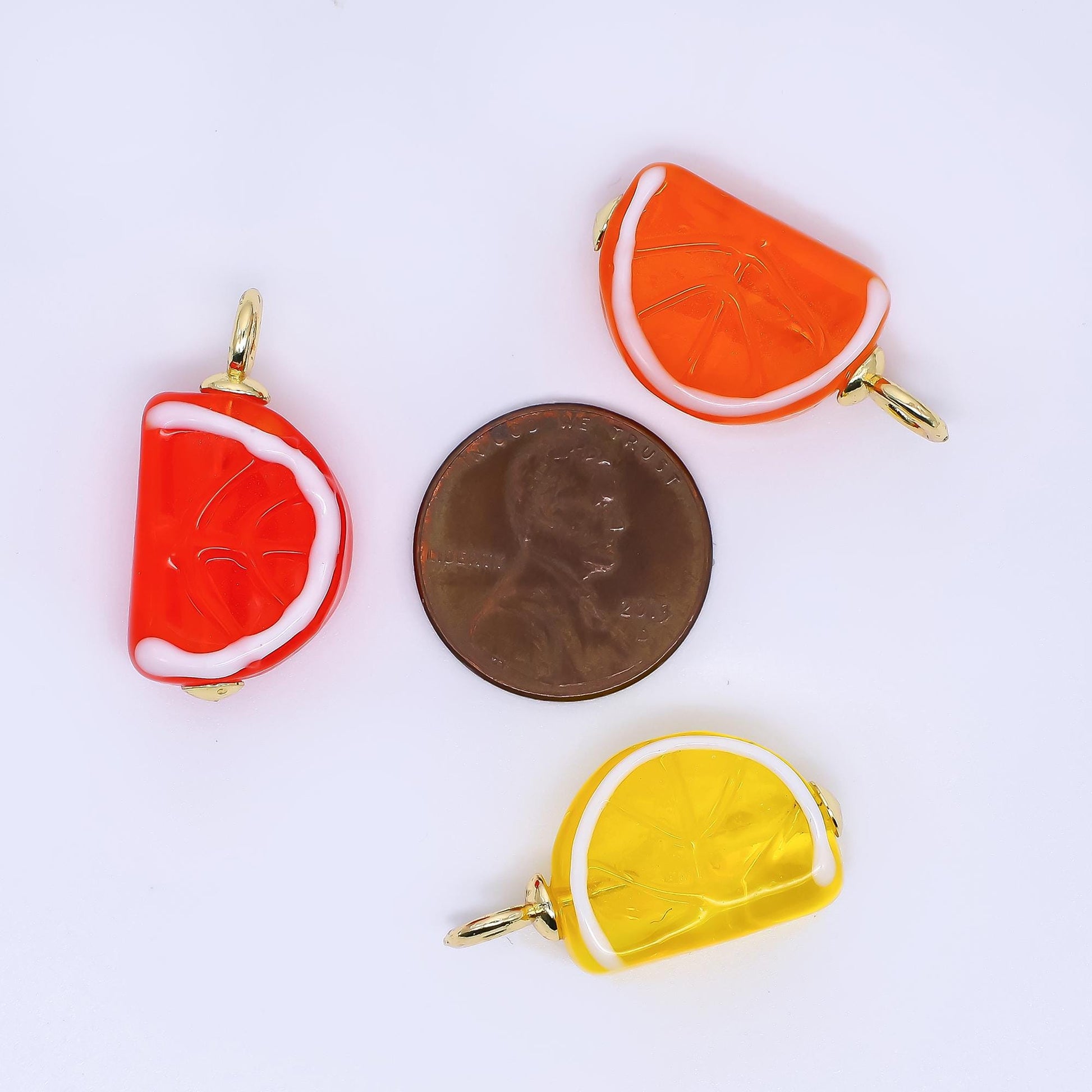 Dainty Glass Orange Fruit Charm Tangerine Pendants 3D e-841