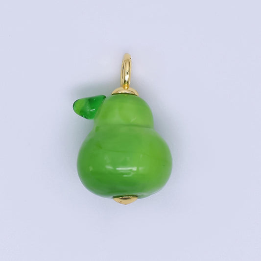 Dainty Glass Pear Fruit Charm Green Pear Pendants 3D e-899