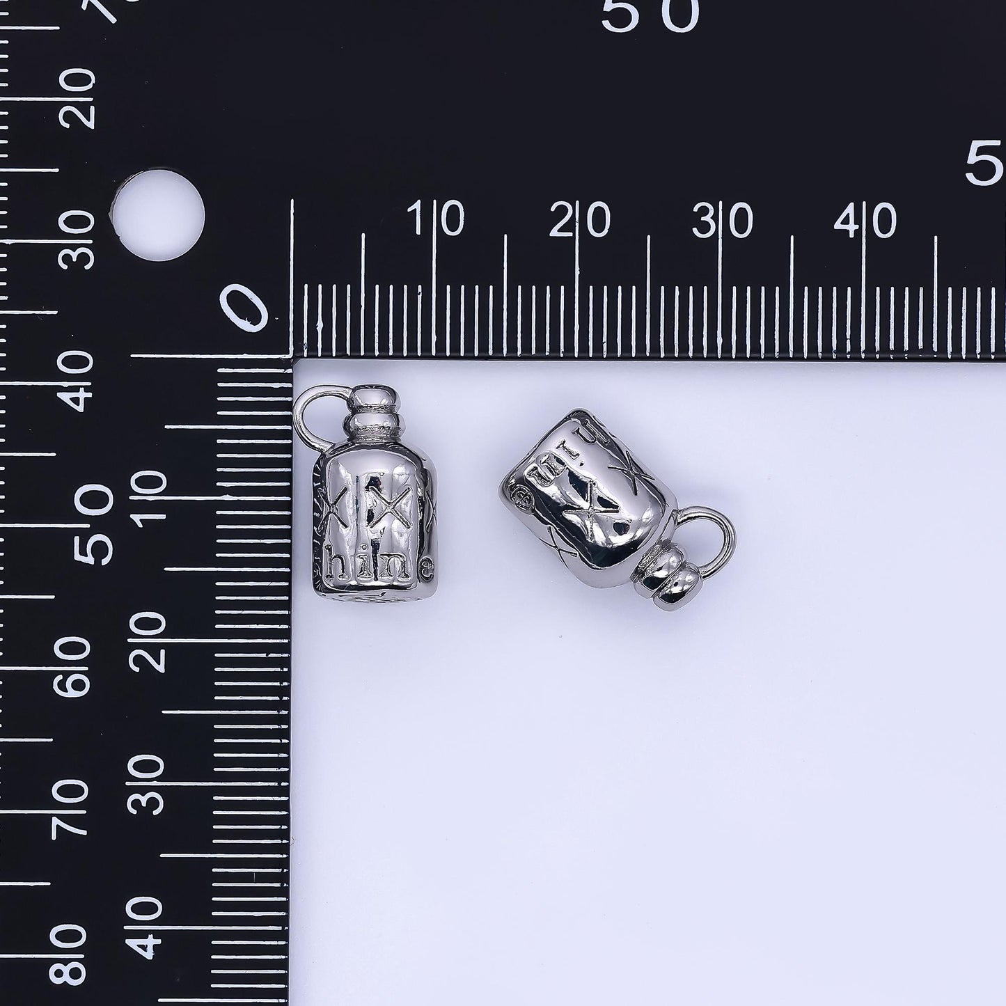 Silver Bottle Water camping charm small bottle charm for travel, girl scout jewelry inspired E-789