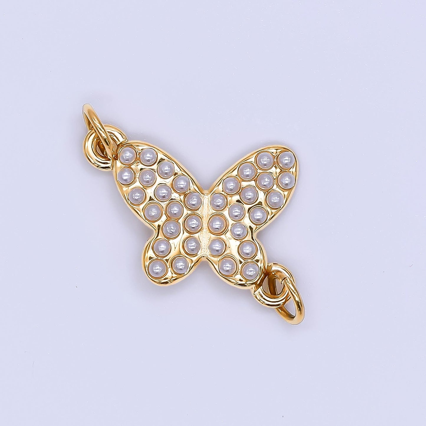 PVD Gold stainless steel Butterfly charm connector for necklace bracelet link connector supplies Pearl animal Charm Y-059