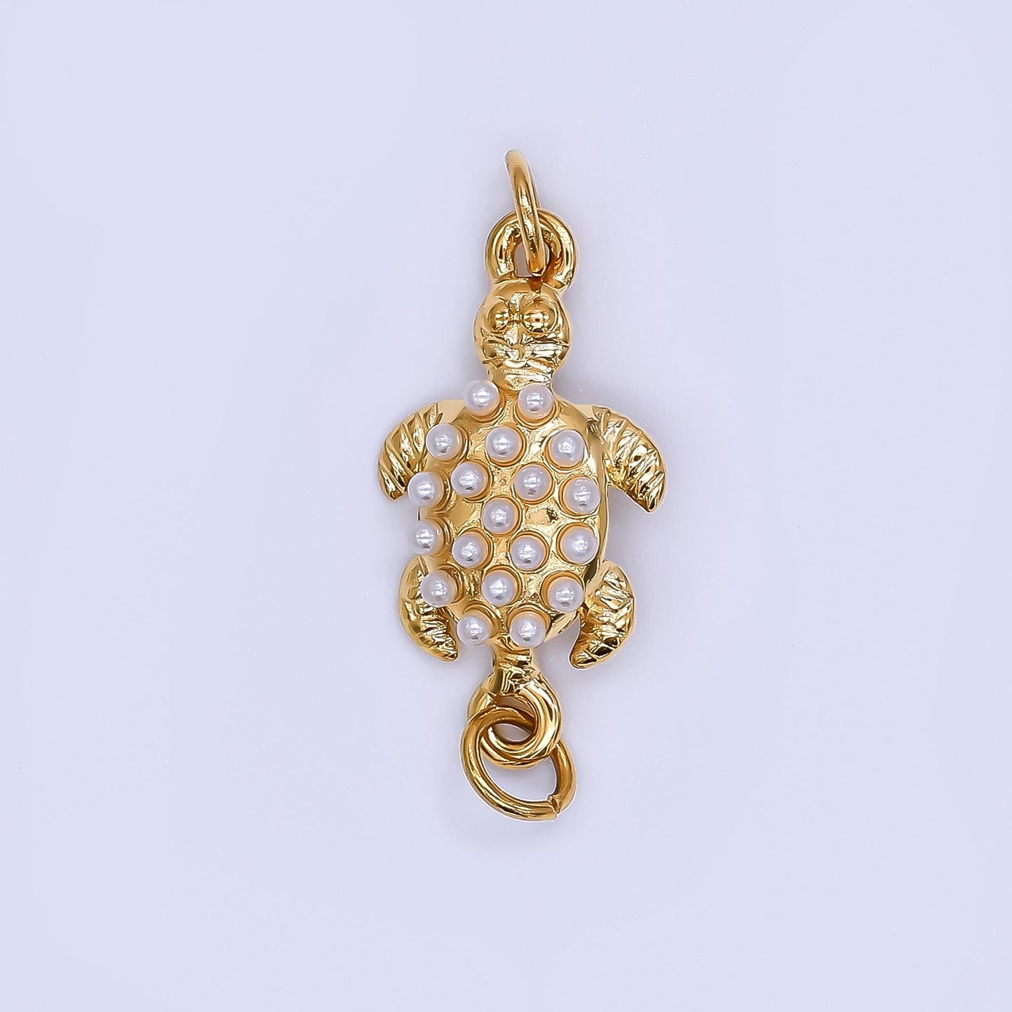 PVD Gold stainless steel Turtle charm connector for necklace bracelet link connector supplies Pearl animal Charm Y-060