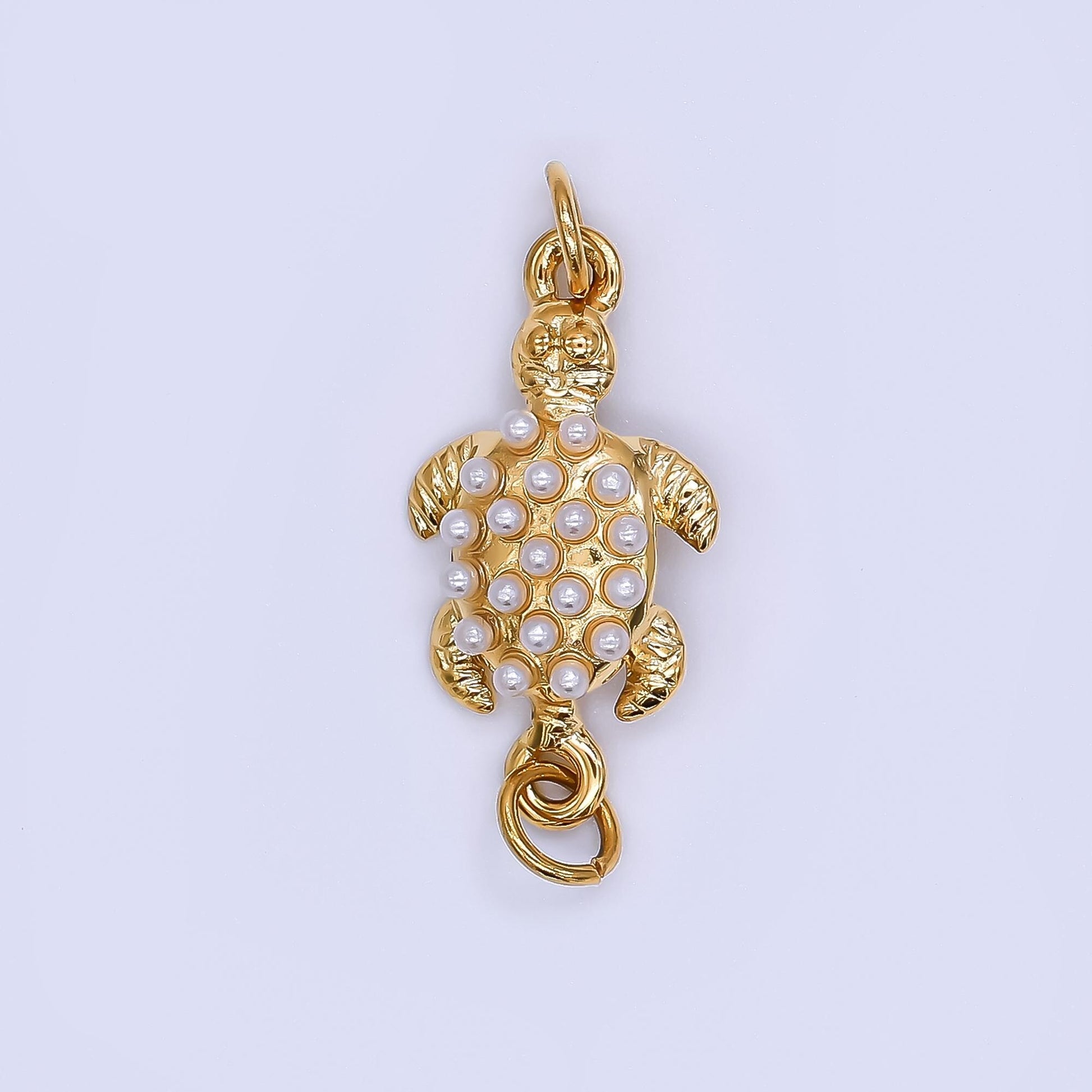 PVD Gold stainless steel Turtle charm connector for necklace bracelet link connector supplies Pearl animal Charm Y-060