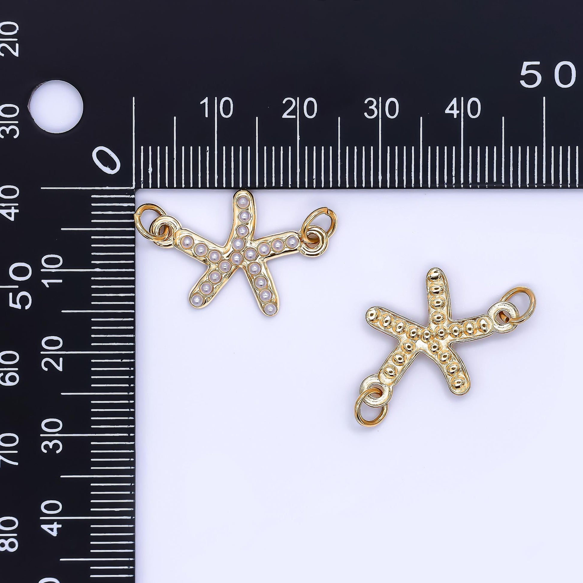 PVD Gold stainless steel Star Fish charm connector for necklace bracelet link connector supplies Pearl animal Charm Y-058