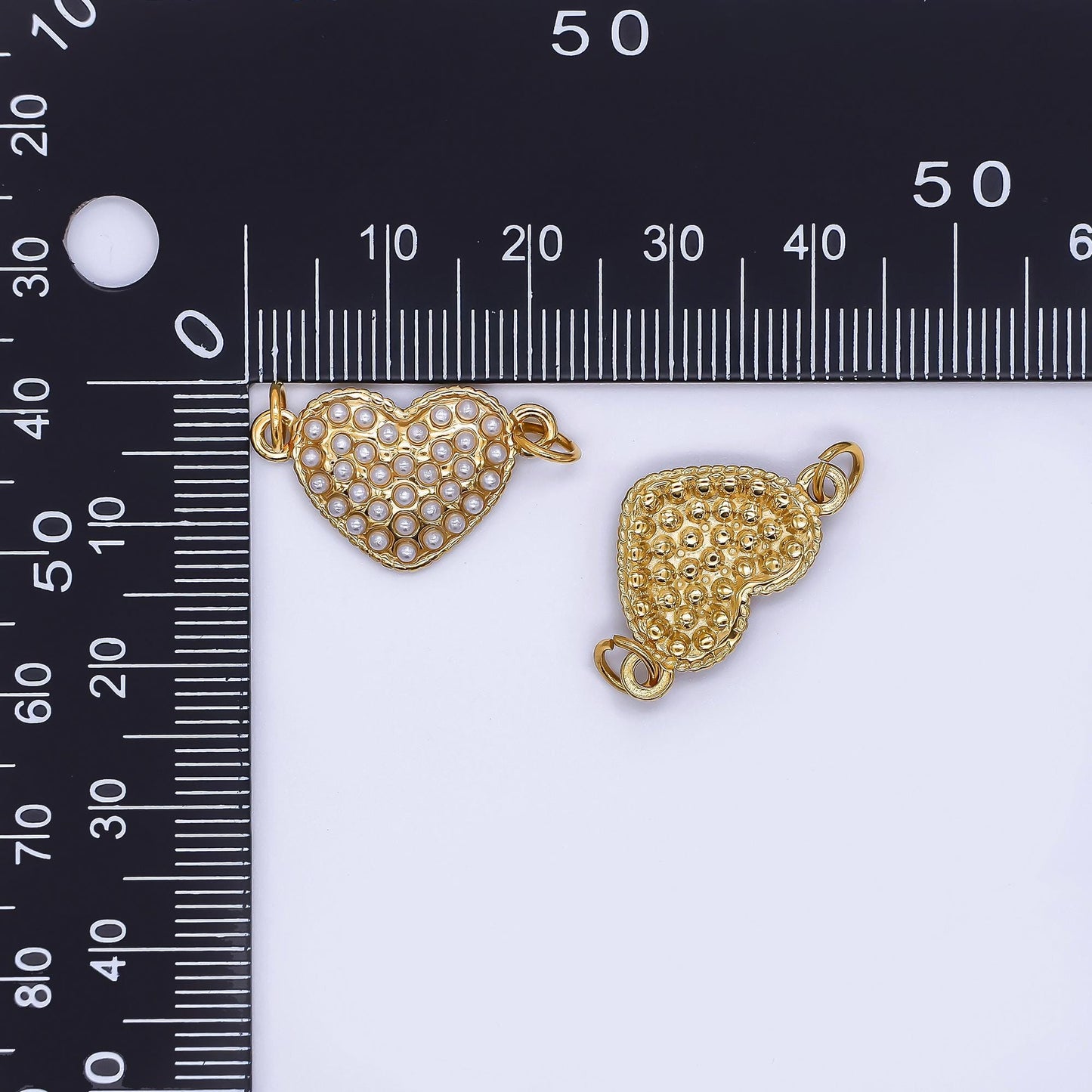 PVD Gold stainless steel Heart charm connector for necklace bracelet link connector supplies Pearl Love Charm Y-056