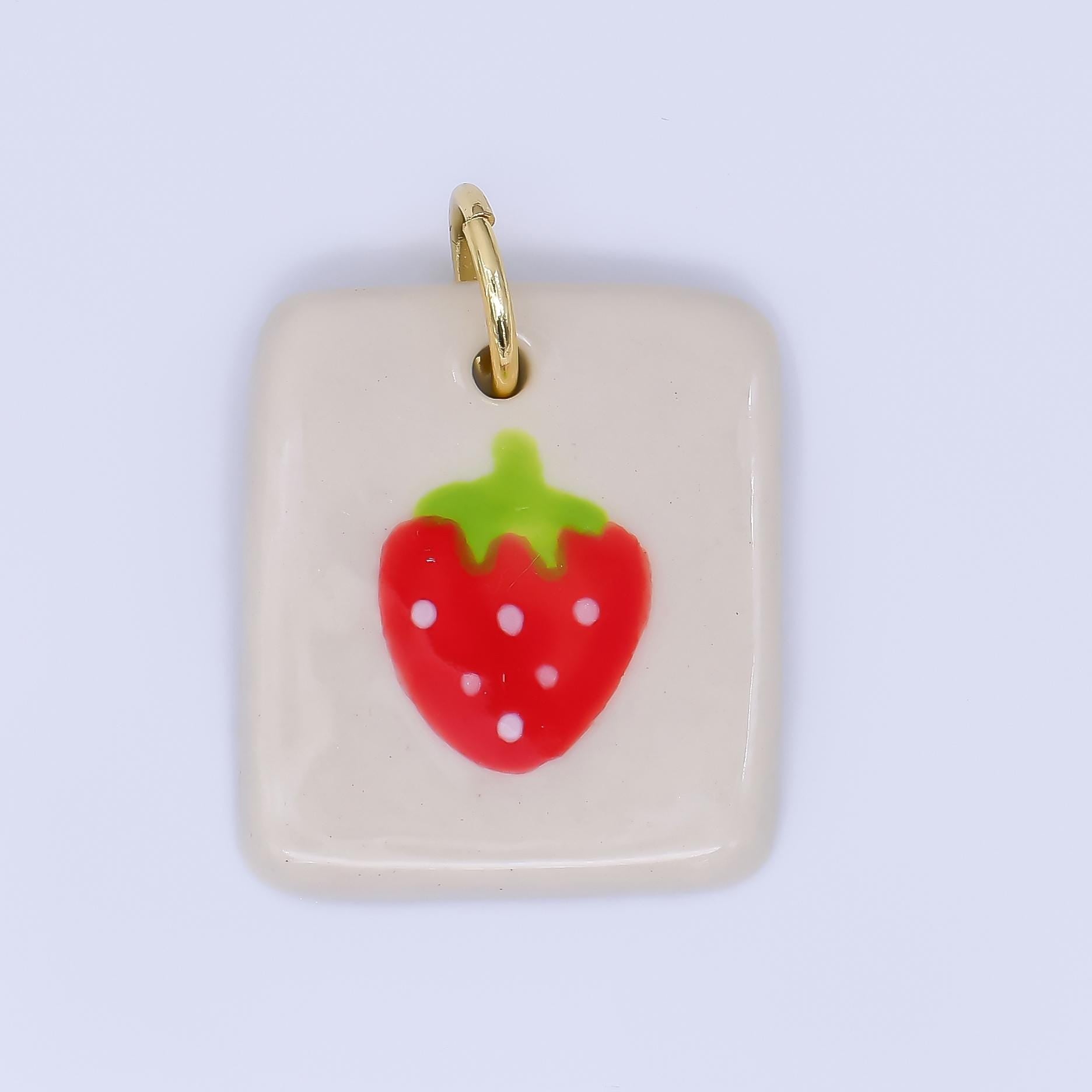 Dainty Tile ceramic charm handmade Dog Bear Bow Flower painting porcelain vintage charm for necklace bracelet jewelry making supply N-386
