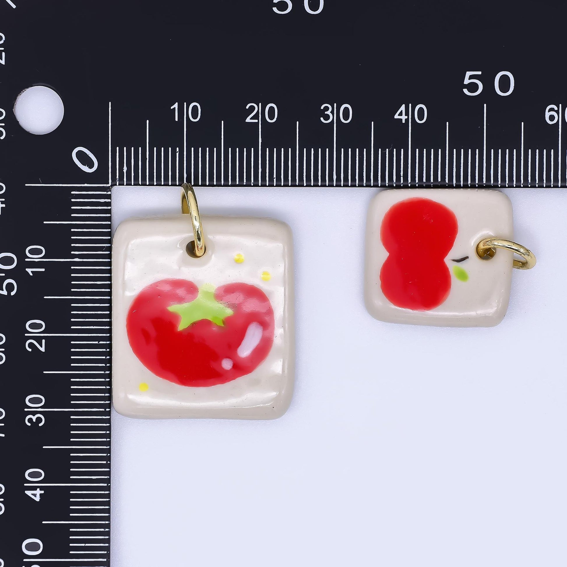 Dainty Tile ceramic charm handmade Dog Bear Bow Flower painting porcelain vintage charm for necklace bracelet jewelry making supply N-386