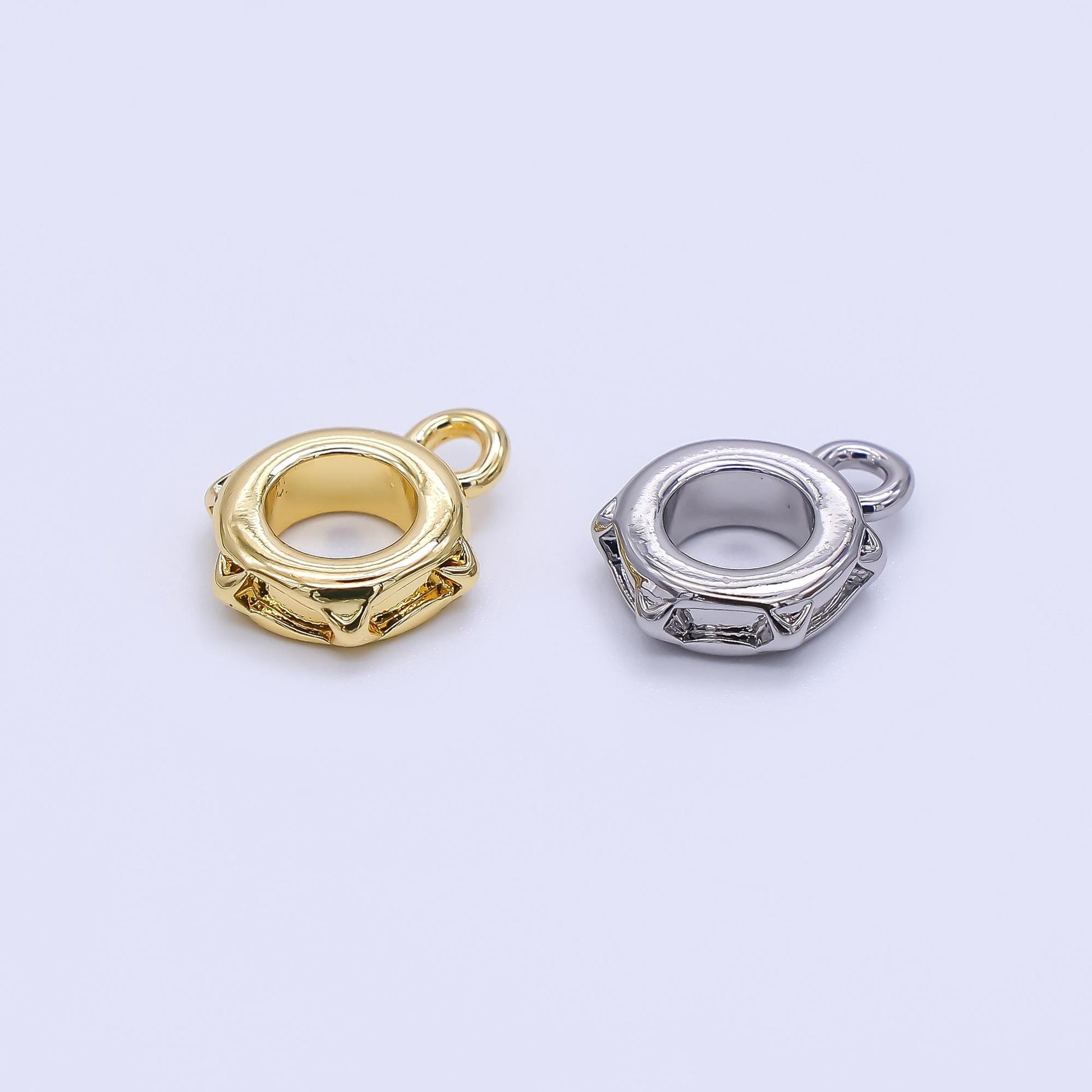 Gold Silver Bail Charm Holder Spacer with Loop 8mm Round Bead Spacer with Open Link for Cord Slider Bails Spacer Ring Z-1297