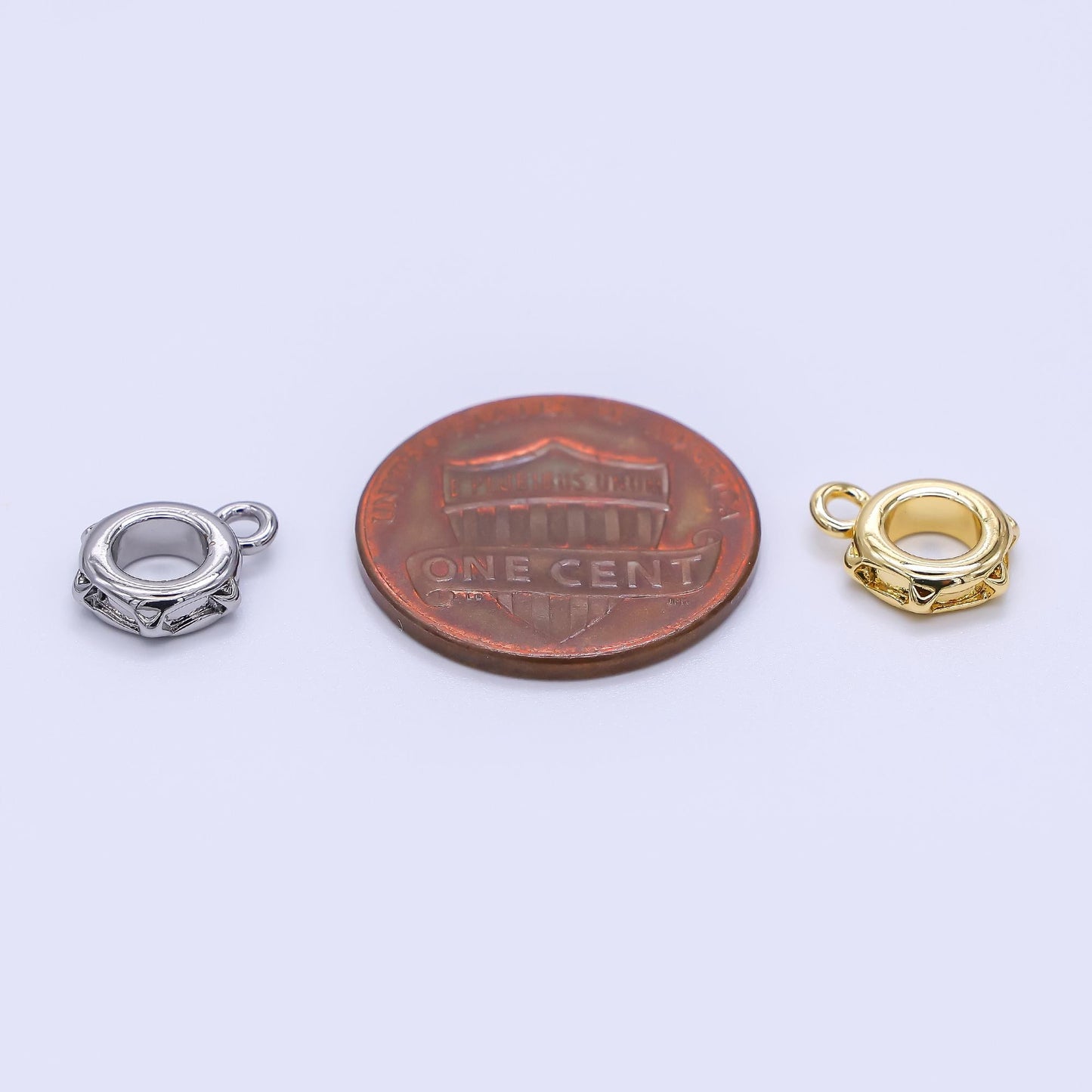 Gold Silver Bail Charm Holder Spacer with Loop 8mm Round Bead Spacer with Open Link for Cord Slider Bails Spacer Ring Z-1297