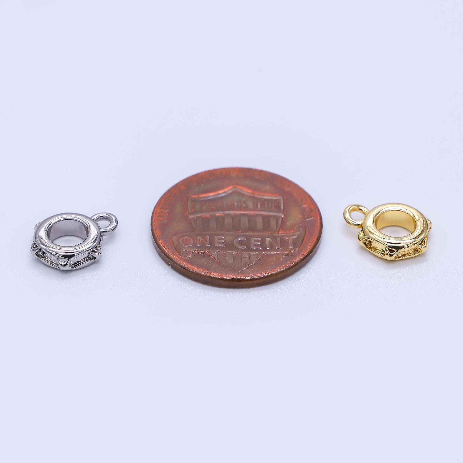 Gold Silver Bail Charm Holder Spacer with Loop 8mm Round Bead Spacer with Open Link for Cord Slider Bails Spacer Ring Z-1297
