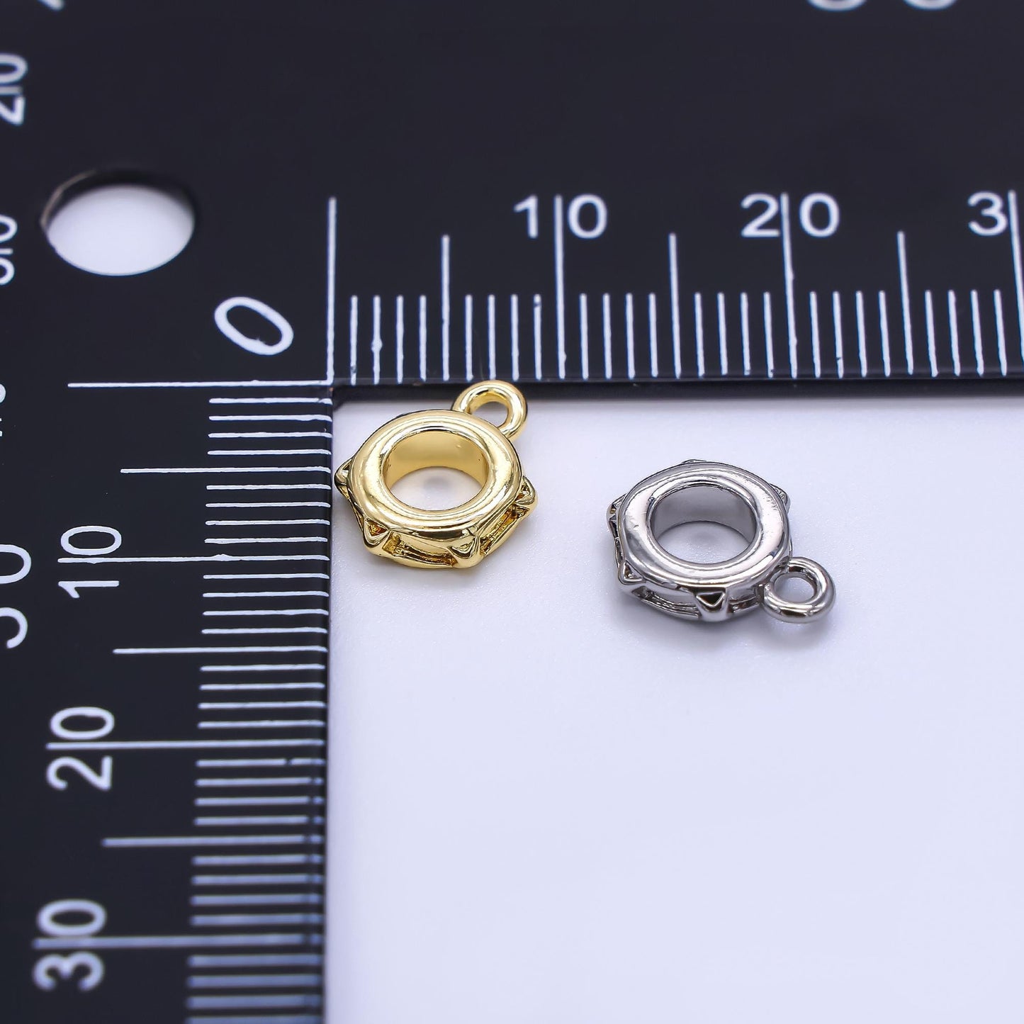 Gold Silver Bail Charm Holder Spacer with Loop 8mm Round Bead Spacer with Open Link for Cord Slider Bails Spacer Ring Z-1297