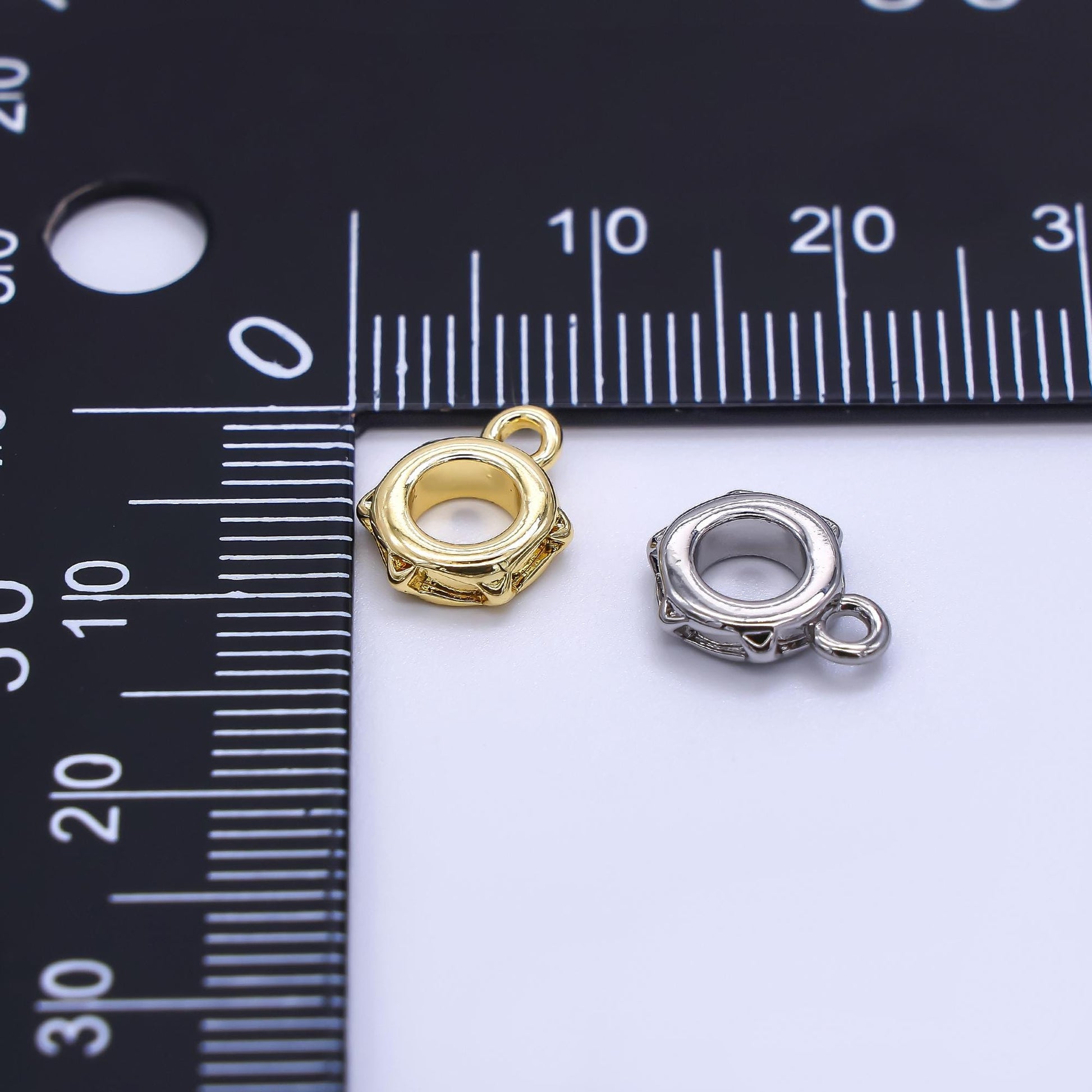 Gold Silver Bail Charm Holder Spacer with Loop 8mm Round Bead Spacer with Open Link for Cord Slider Bails Spacer Ring Z-1297