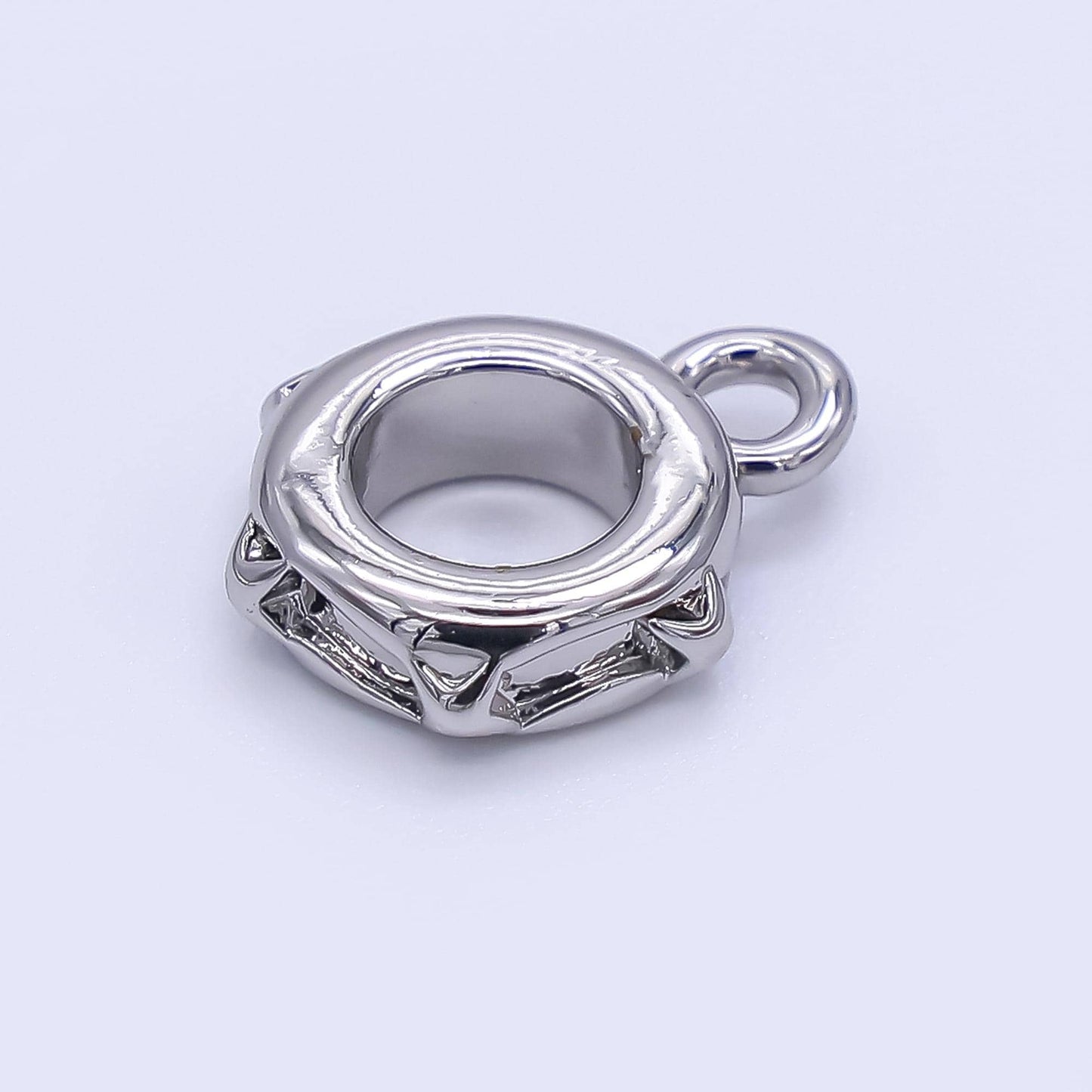 Gold Silver Bail Charm Holder Spacer with Loop 8mm Round Bead Spacer with Open Link for Cord Slider Bails Spacer Ring Z-1297