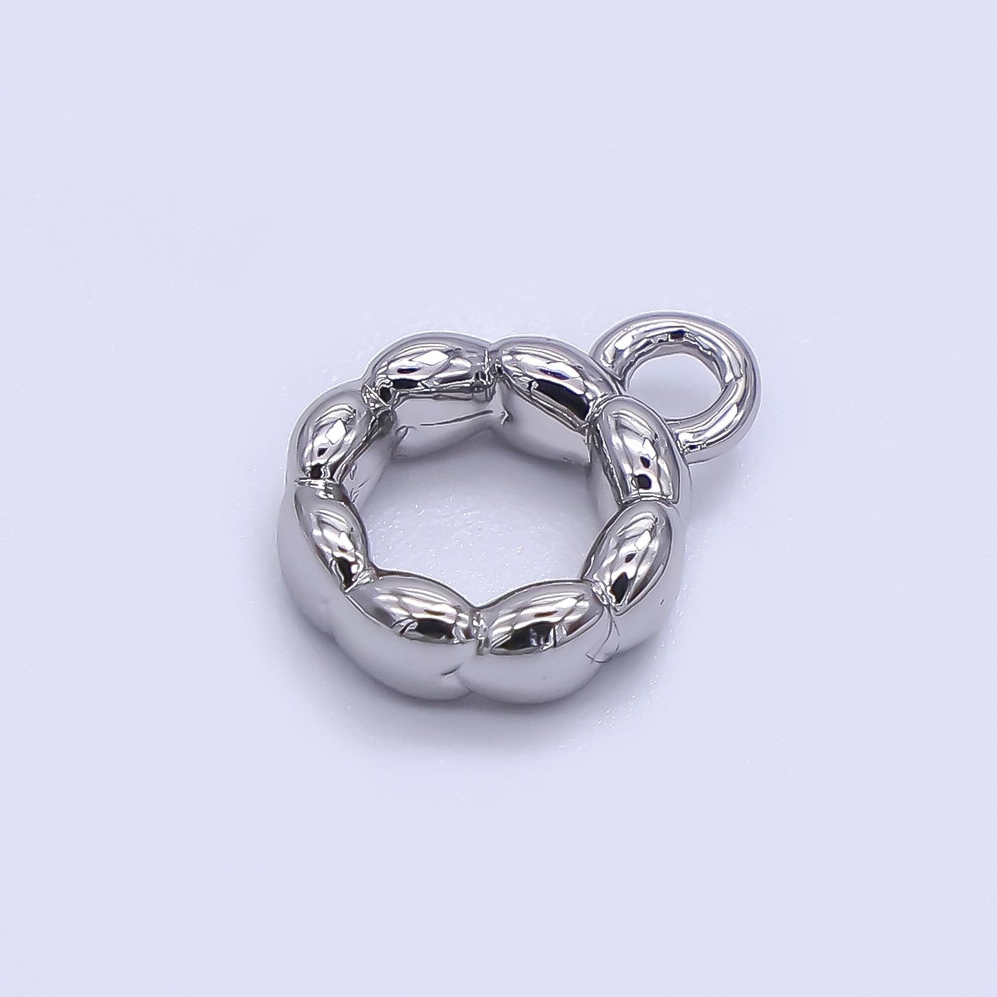 Beaded Gold Silver Bail Charm Holder Spacer with Loop 8mm Round Bead Spacer with Open Link for Cord Slider Bails Spacer Ring Z-1295