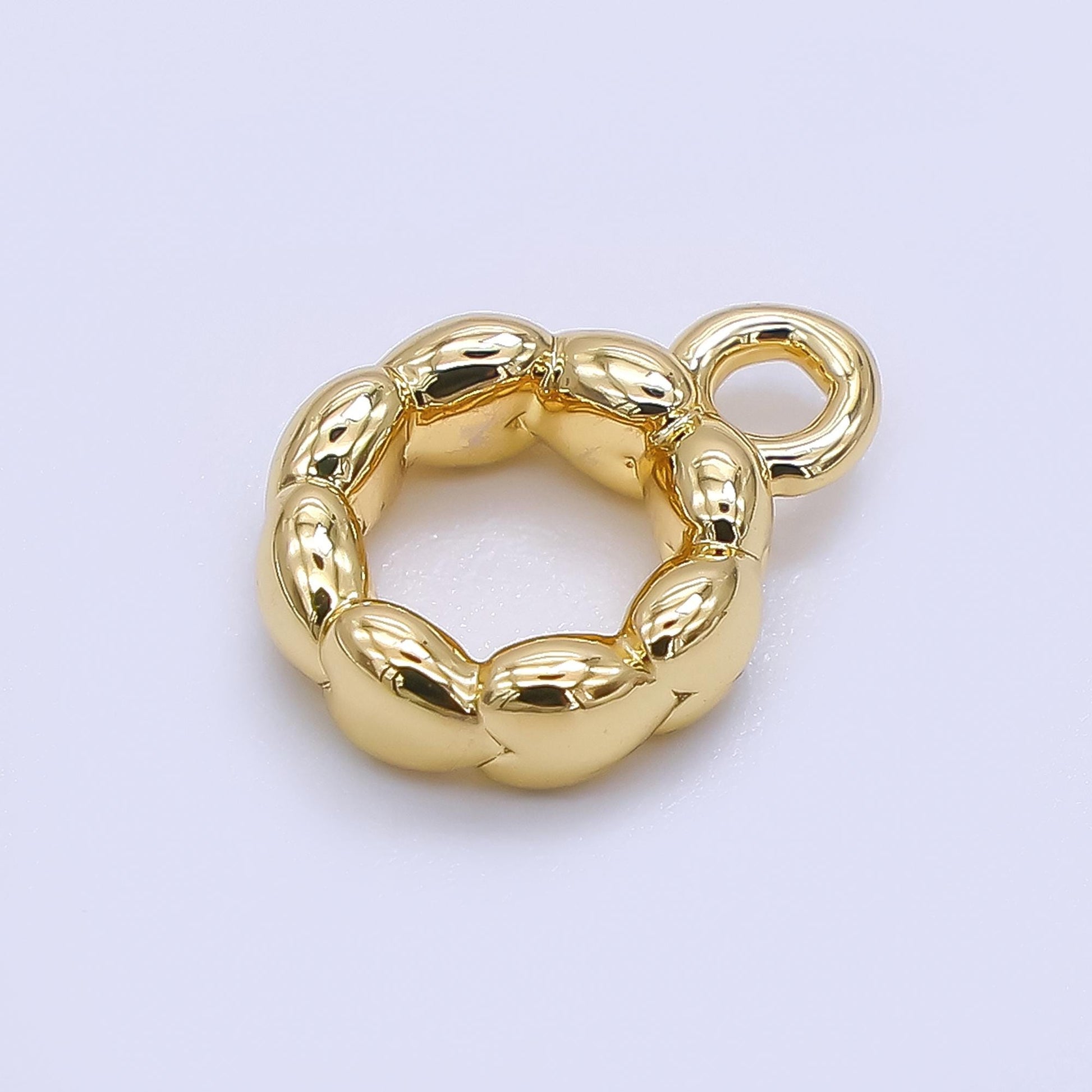 Beaded Gold Silver Bail Charm Holder Spacer with Loop 8mm Round Bead Spacer with Open Link for Cord Slider Bails Spacer Ring Z-1295