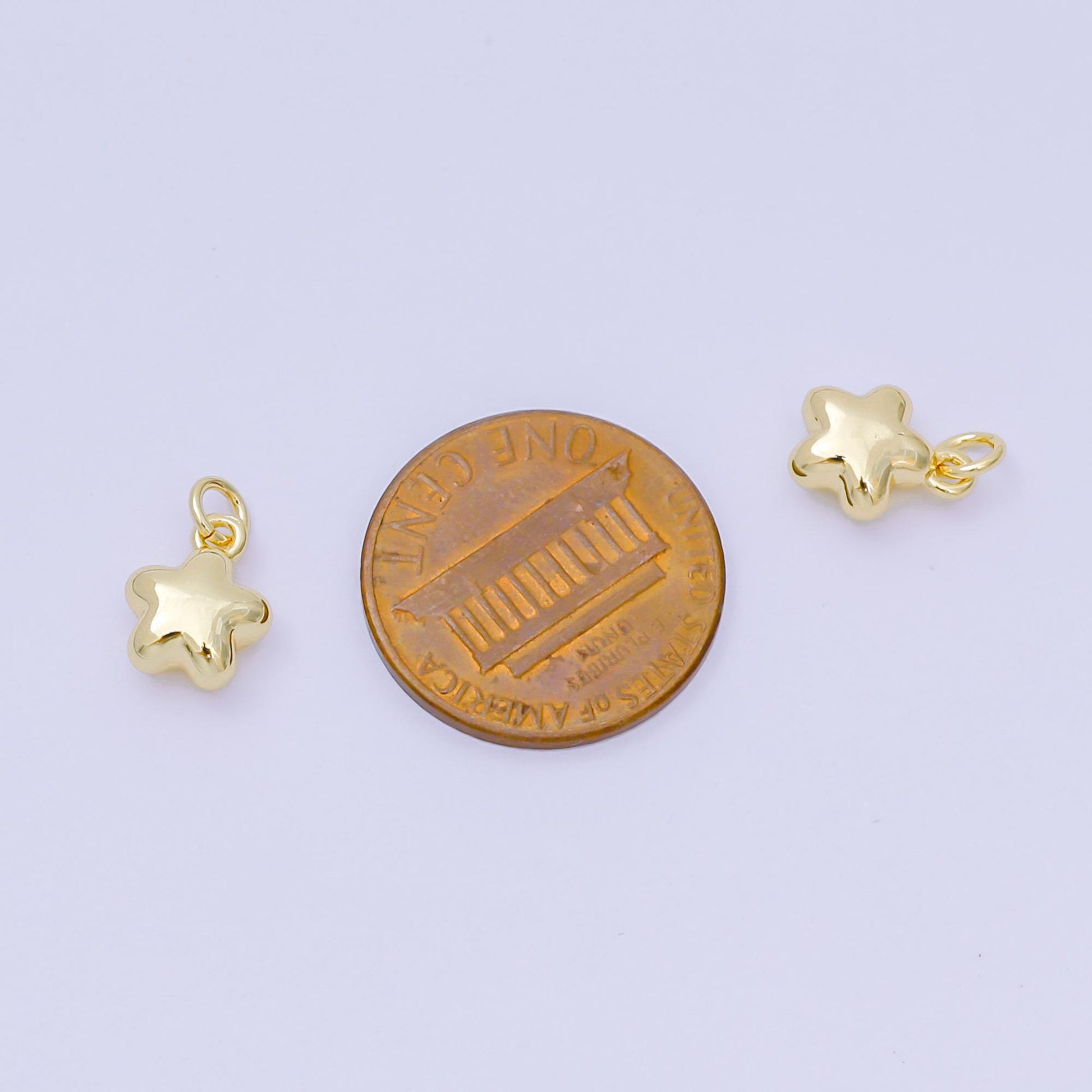 24K Gold Filled 10mm Mini 5-Points Puffy Celestial Star Charm | AH-678