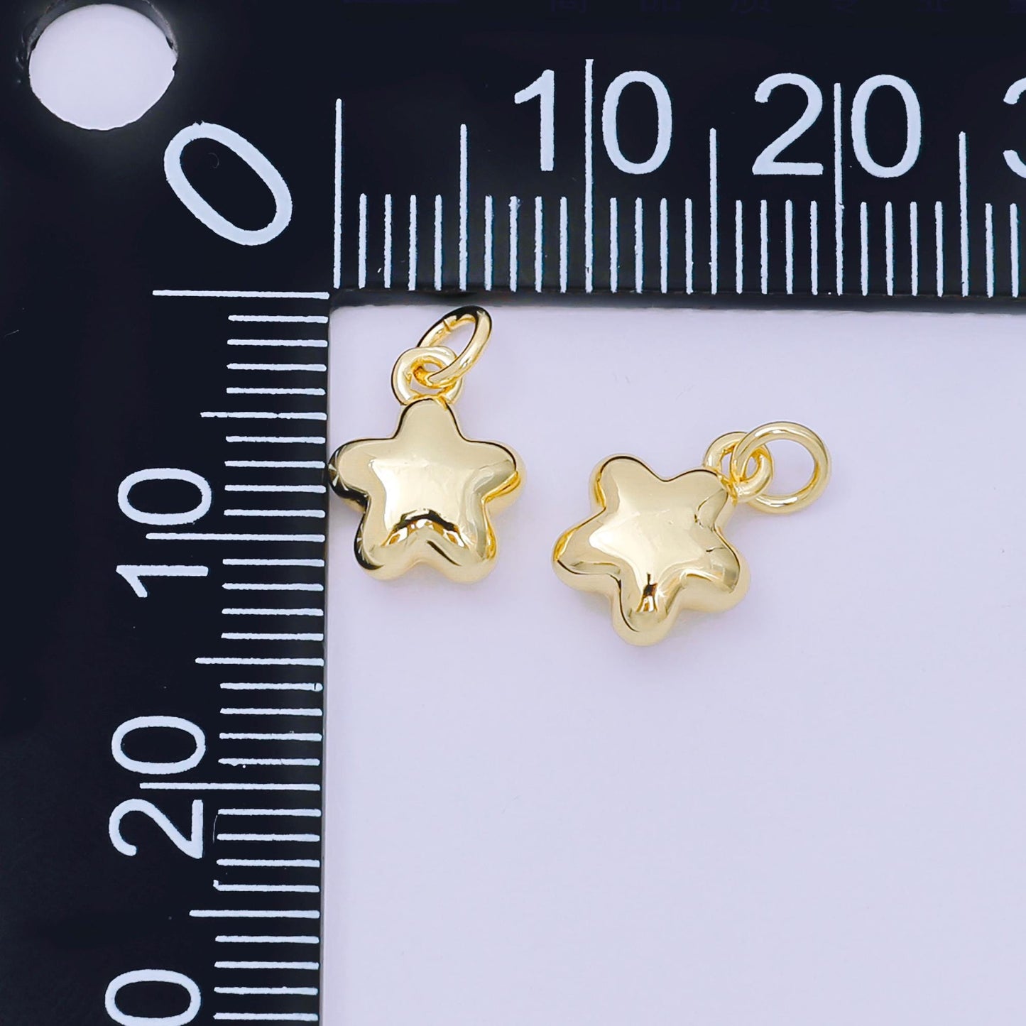 24K Gold Filled 10mm Mini 5-Points Puffy Celestial Star Charm | AH-678