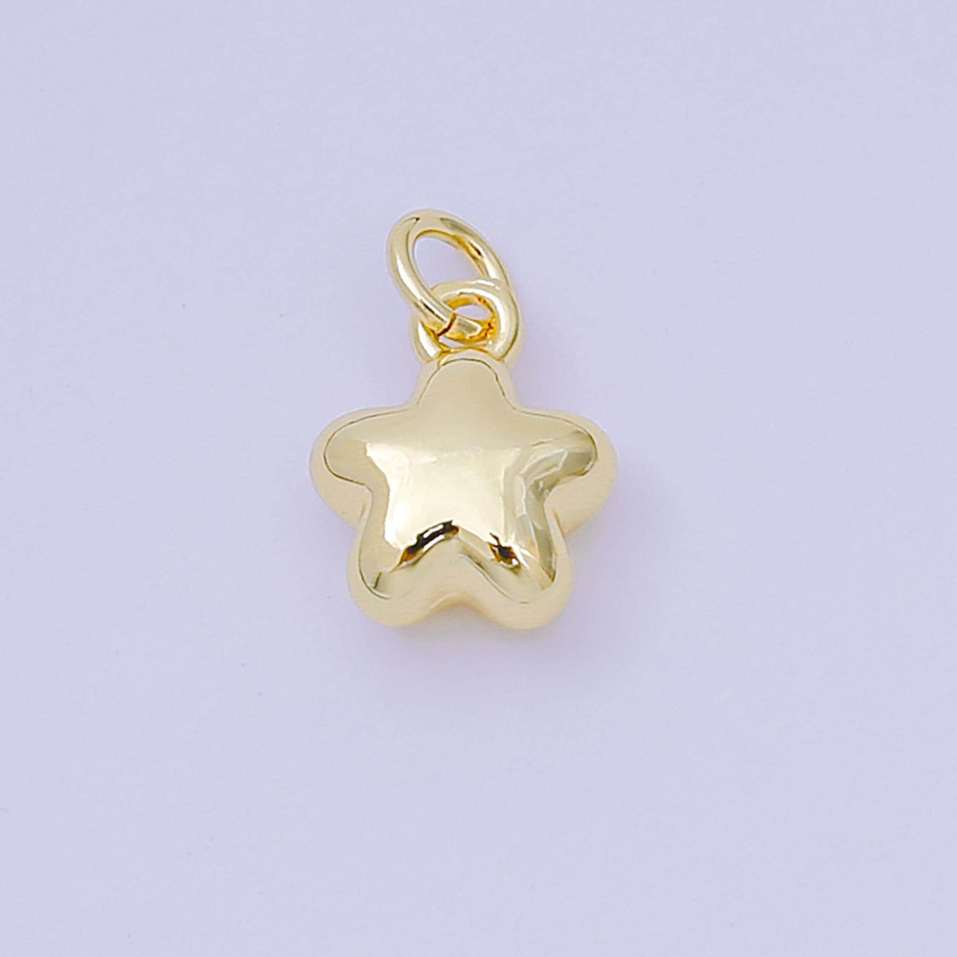 24K Gold Filled 10mm Mini 5-Points Puffy Celestial Star Charm | AH-678