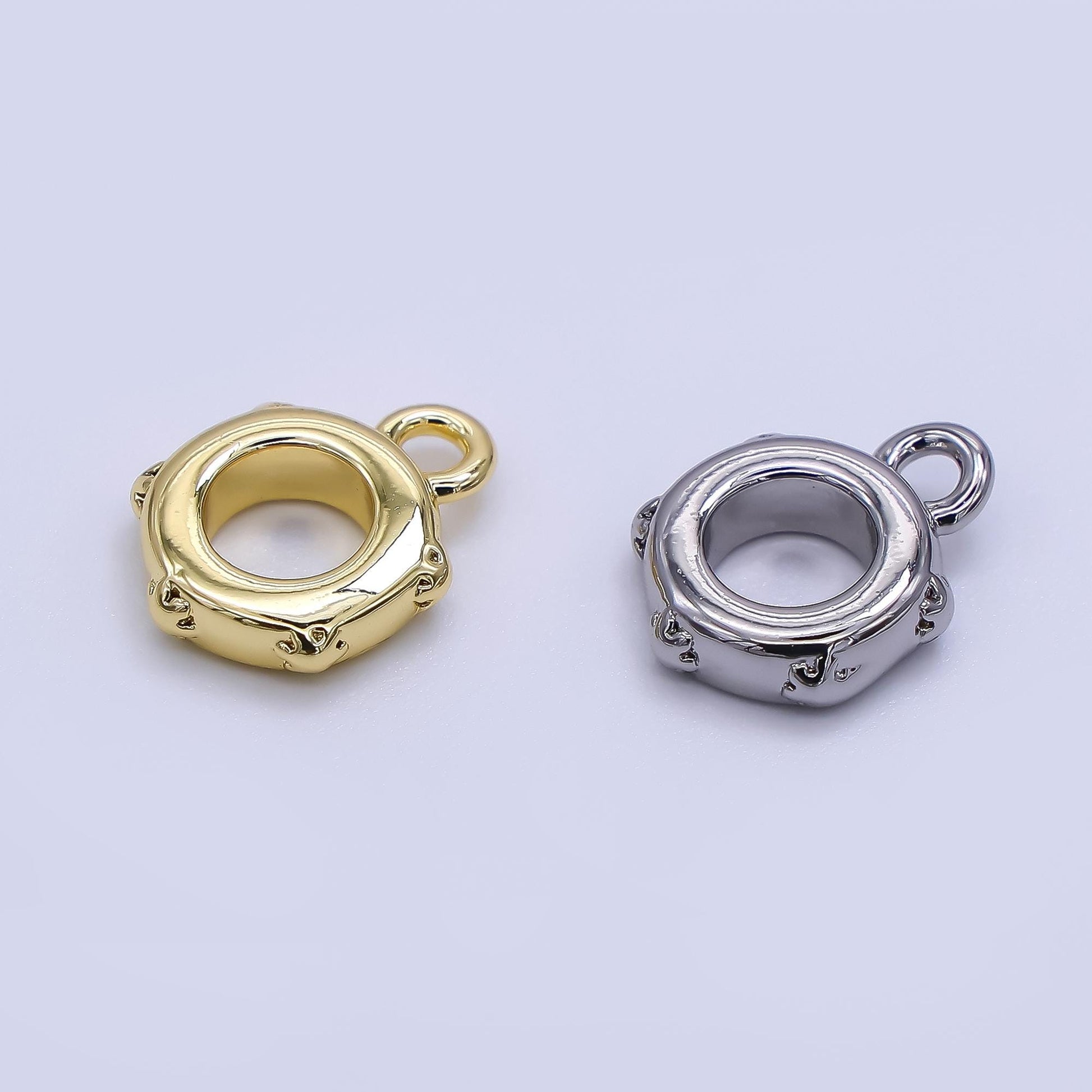 Dainty Gold Silver Bail Charm Holder Spacer with Loop 8mm Round Bead Spacer with Closed Link for Cord Slider Bails Spacer Ring Z-1298