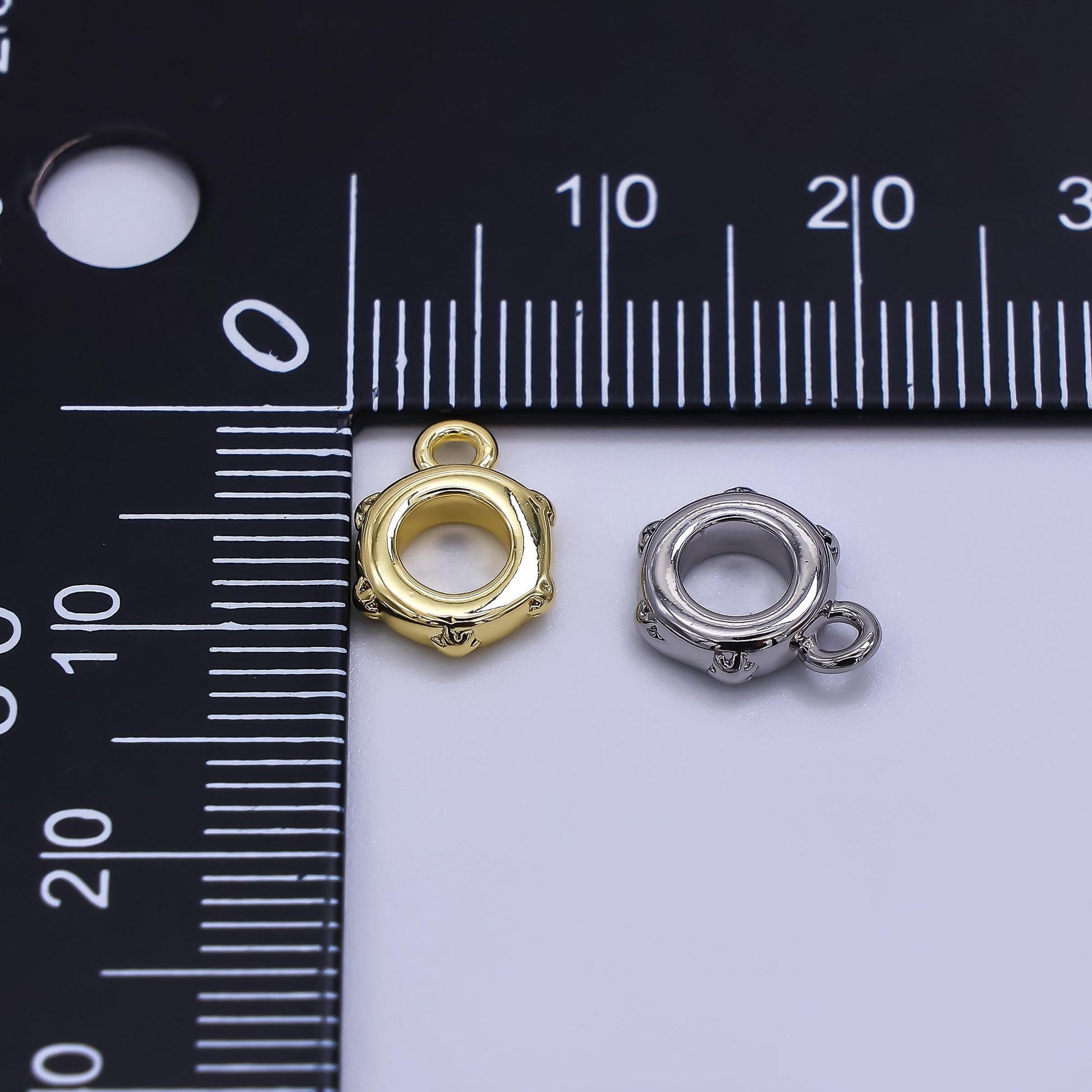 Dainty Gold Silver Bail Charm Holder Spacer with Loop 8mm Round Bead Spacer with Closed Link for Cord Slider Bails Spacer Ring Z-1298