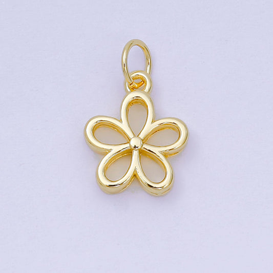 24K Gold Filled 12mm Open 5-Petals Plumeria Bloom Flower Charm | AH-677